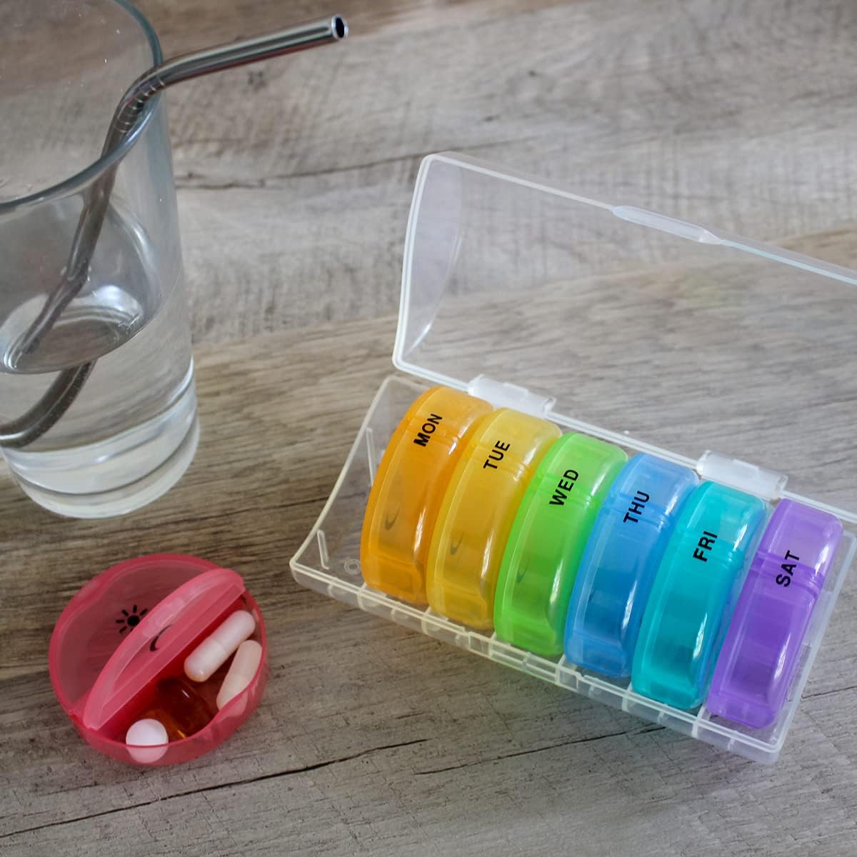 7-Day Pill Organizer - Weekly Portable Medicine Box