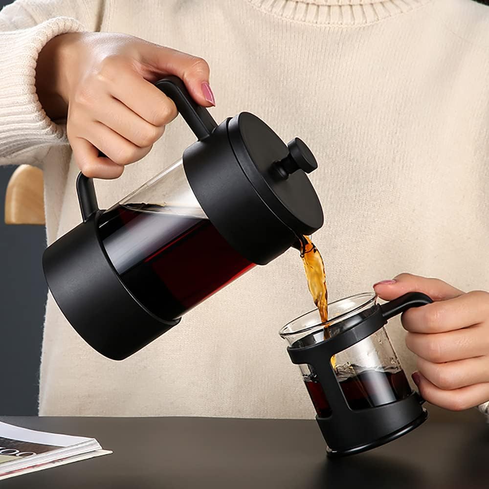 French Press Coffee Maker - Thick Borosilicate Glass Hand Brew Pot