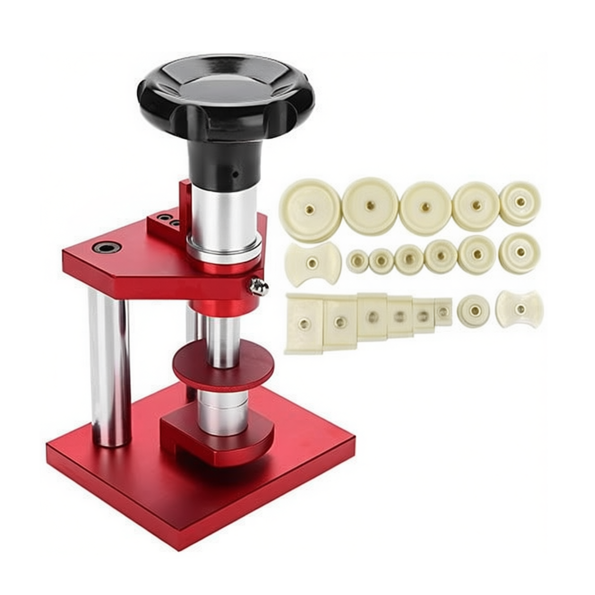 Screw-Type Watch Case Press Tool - Crystal Bezel Back Cover with 20 Dies
