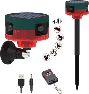 Solar Motion Sensor Alarm - Outdoor Waterproof Animal Deterrent with Loud Siren