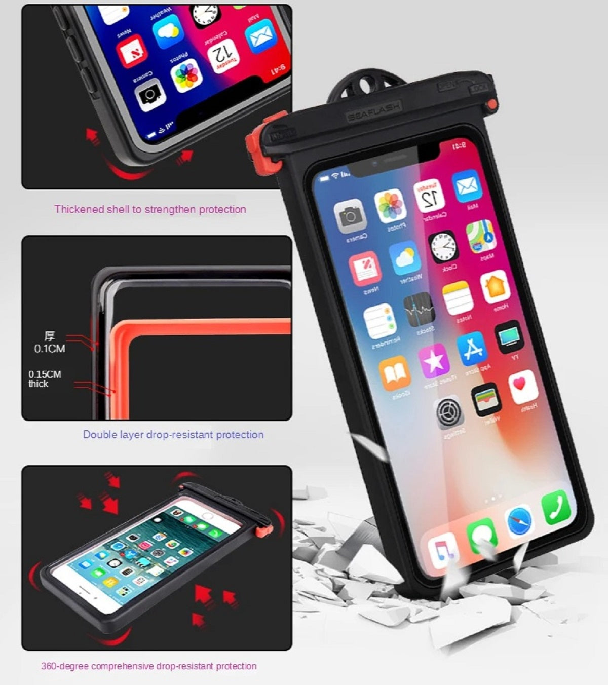 Waterproof Phone Case - Anti-Fall Underwater Pouch with Touchscreen