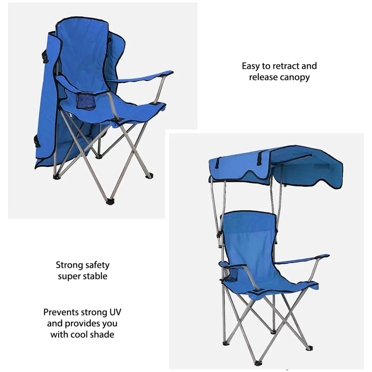 All-in-One Folding Camp Chair with Shade - Outdoor Chair for Hiking Beach & Fishing