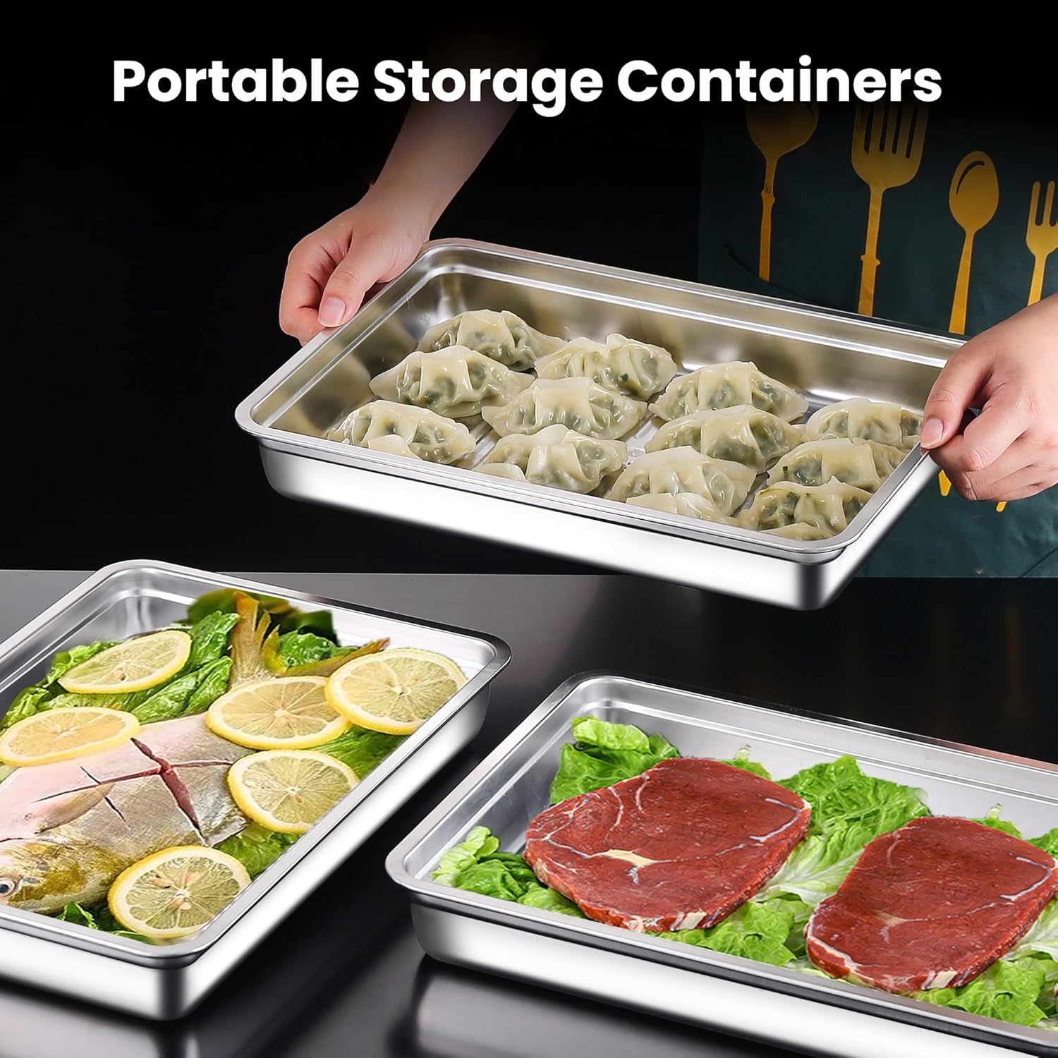 3-Piece Stainless Steel Food Container Set