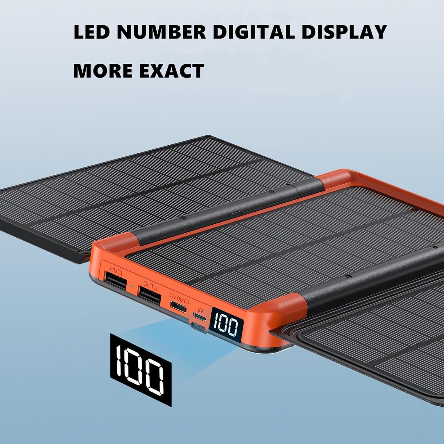 Folding Solar Power Bank - 3-Panel Qi Wireless Charger for On-the-Go Charging