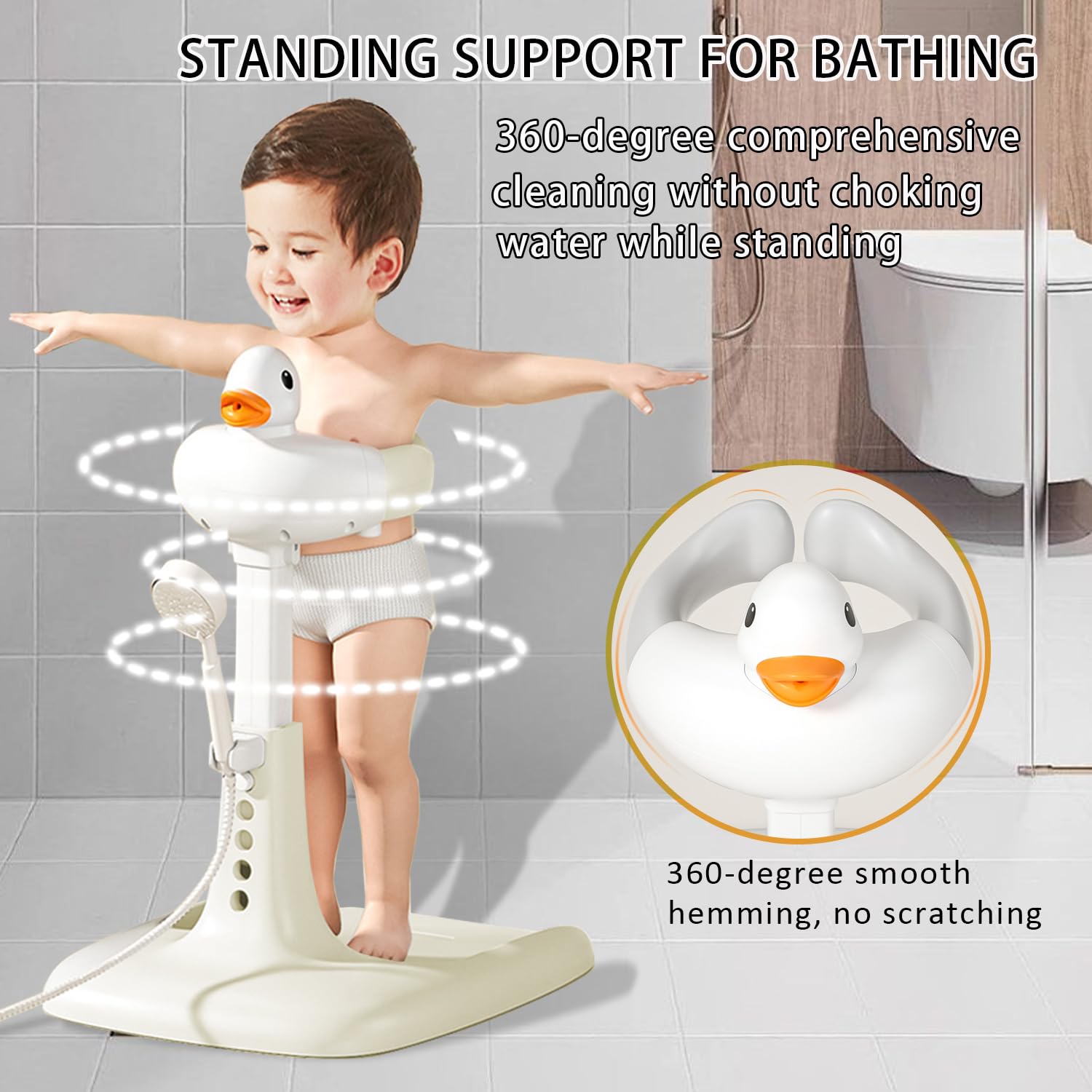 Portable Duck-Shaped Baby Bath Handle - Non-Slip Adjustable Shower Helper for Toddlers