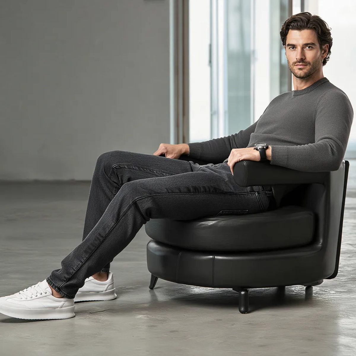 Men's Winter Fleece Jeans - Slim Straight Warm Elastic Denim Pants