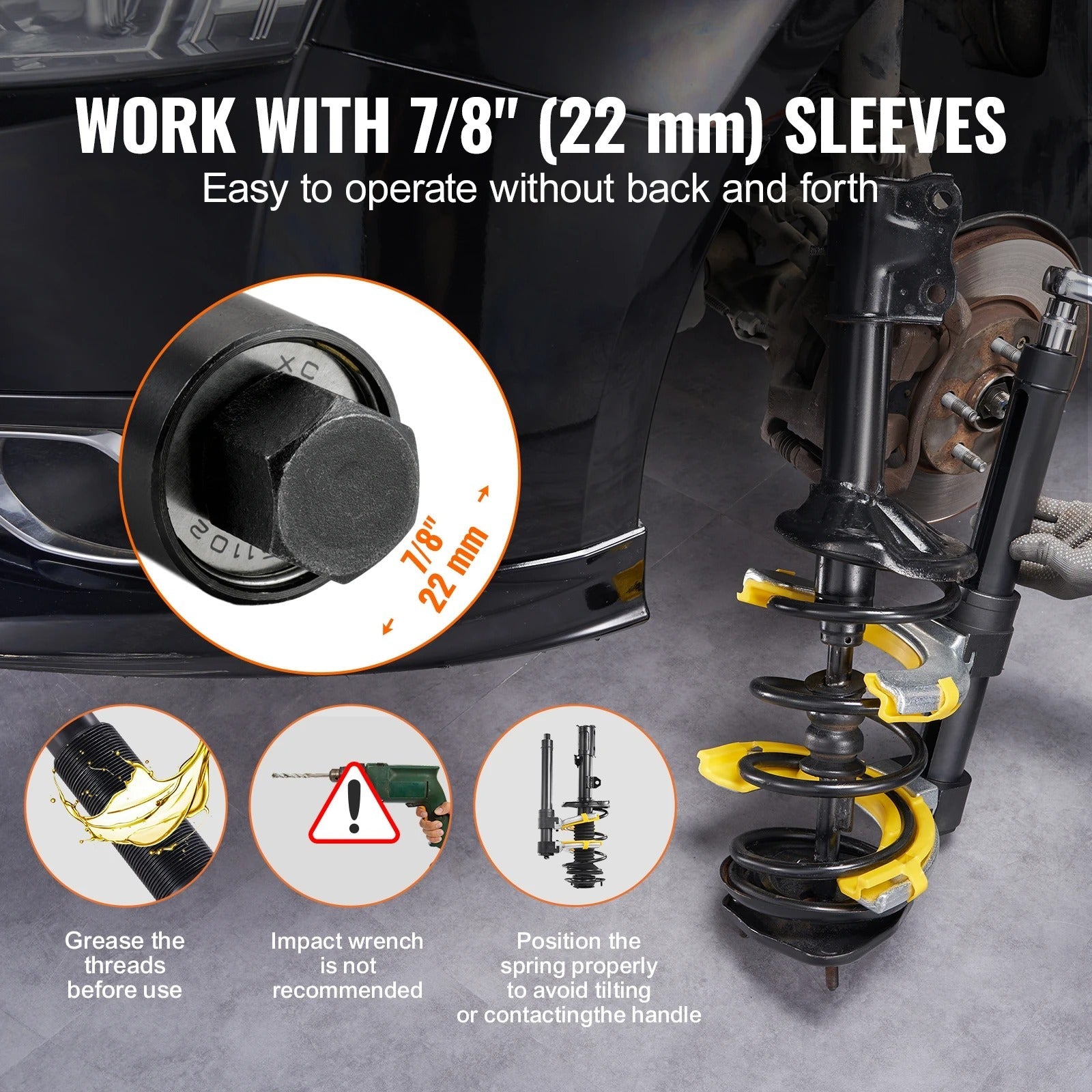 Strut Spring Compressor Kit - Macpherson Coil Extractor with Interchangeable Forks