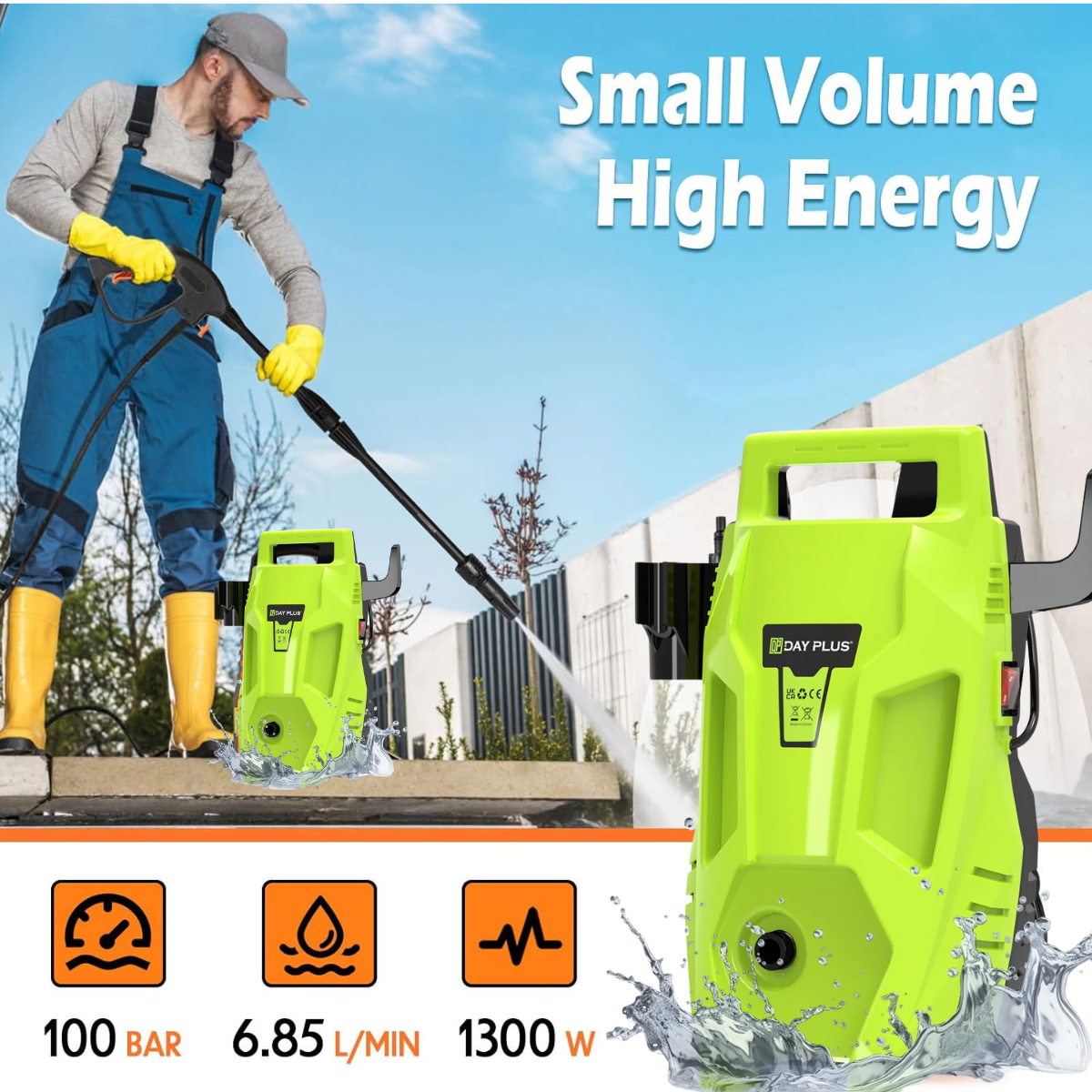 Electric Pressure Washer - Adjustable Nozzle and Detergent Tank