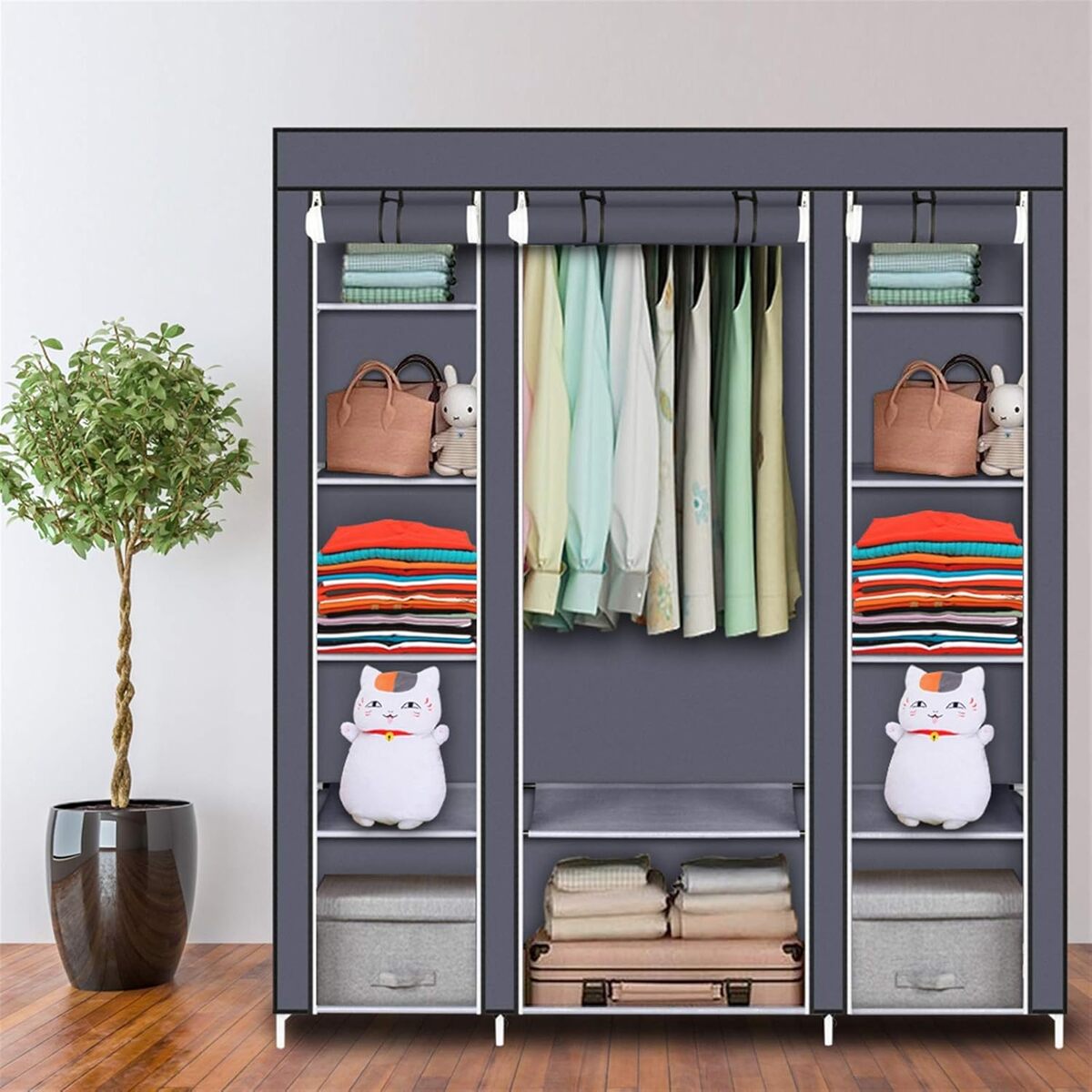 Portable Wardrobe - Non-Woven Fabric Storage Closet with Shelves