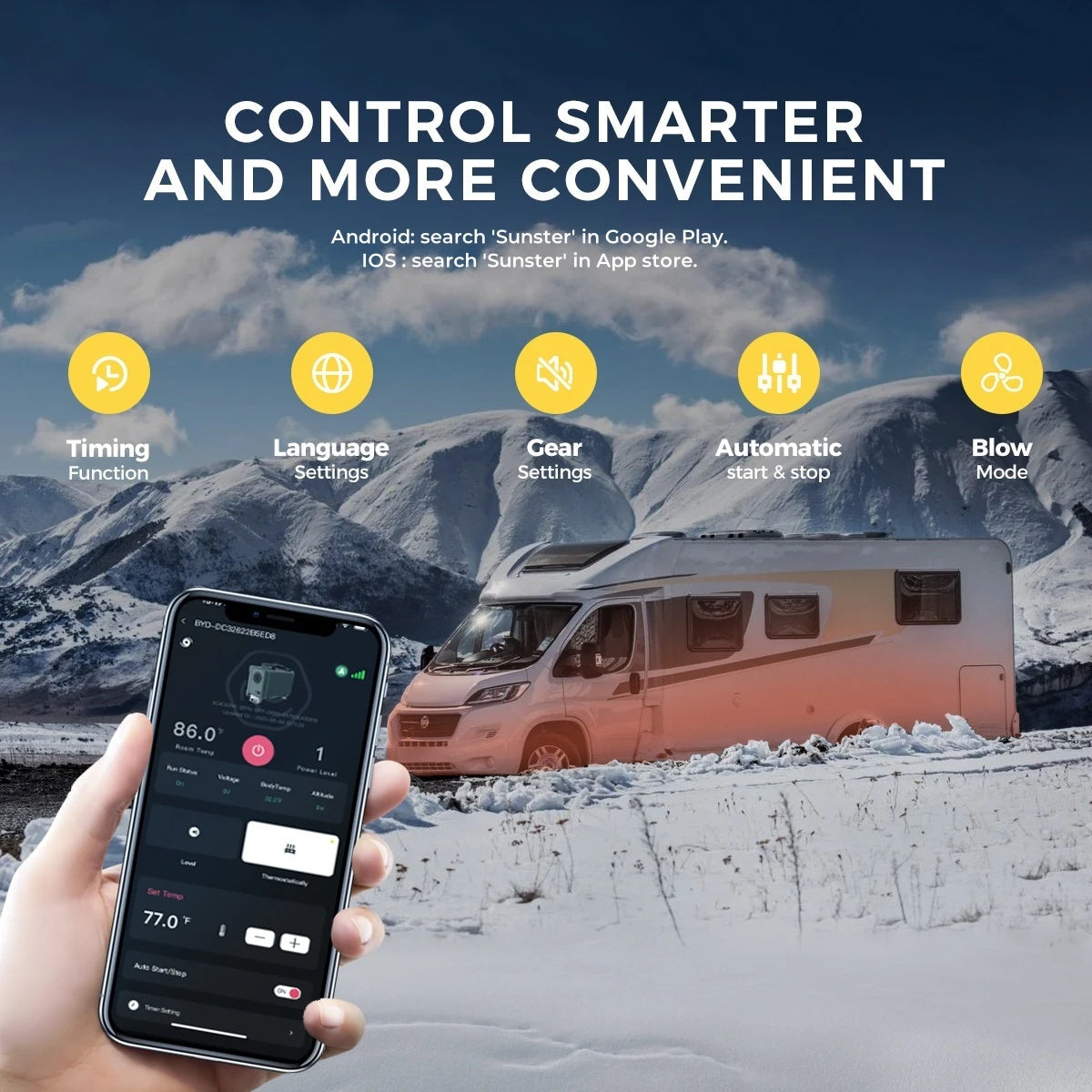 Tb10 8KW Diesel Air Heater - 12v/24v/230v LCD and Bluetooth for Car/rv/camper