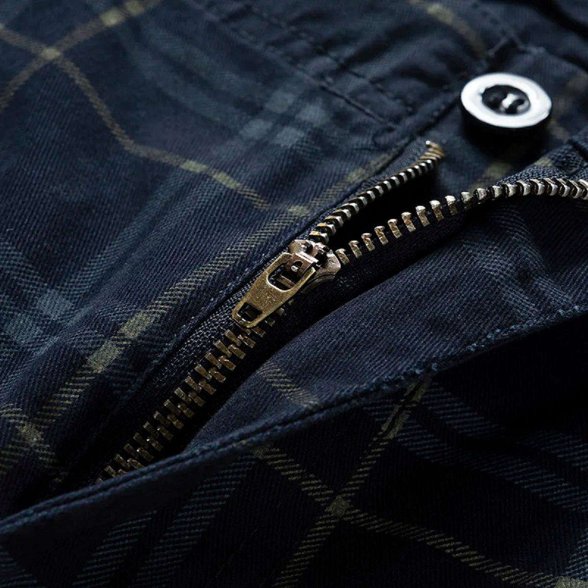 Men's Plaid Cargo Shorts - Cotton Quick-Dry Breeches with Multi Pockets