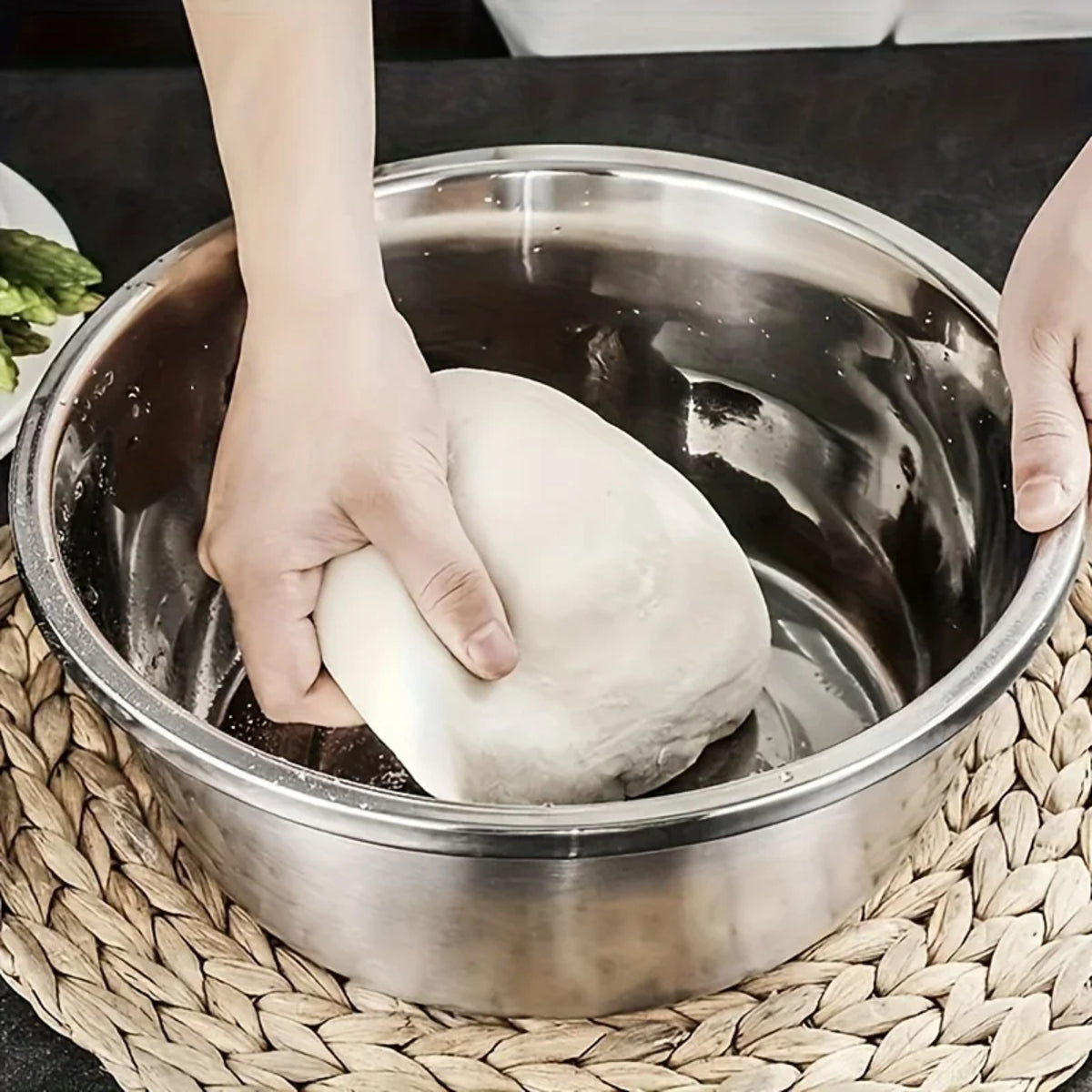 3-Piece Stainless Steel Strainer Mixing Bowl Set for Fruit and Veg Prep