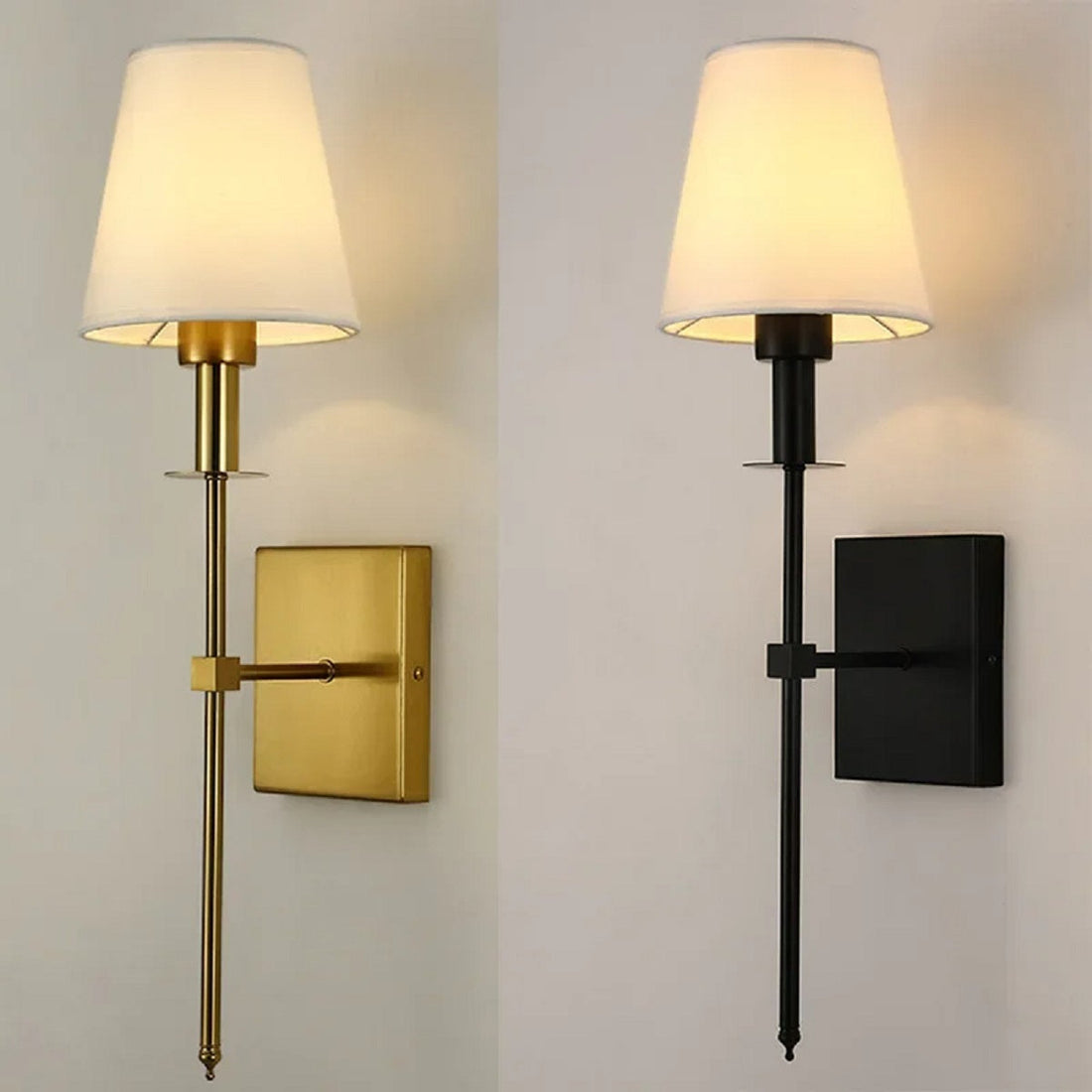 Vintage Industrial Wall Lamps with White Fabric Shade