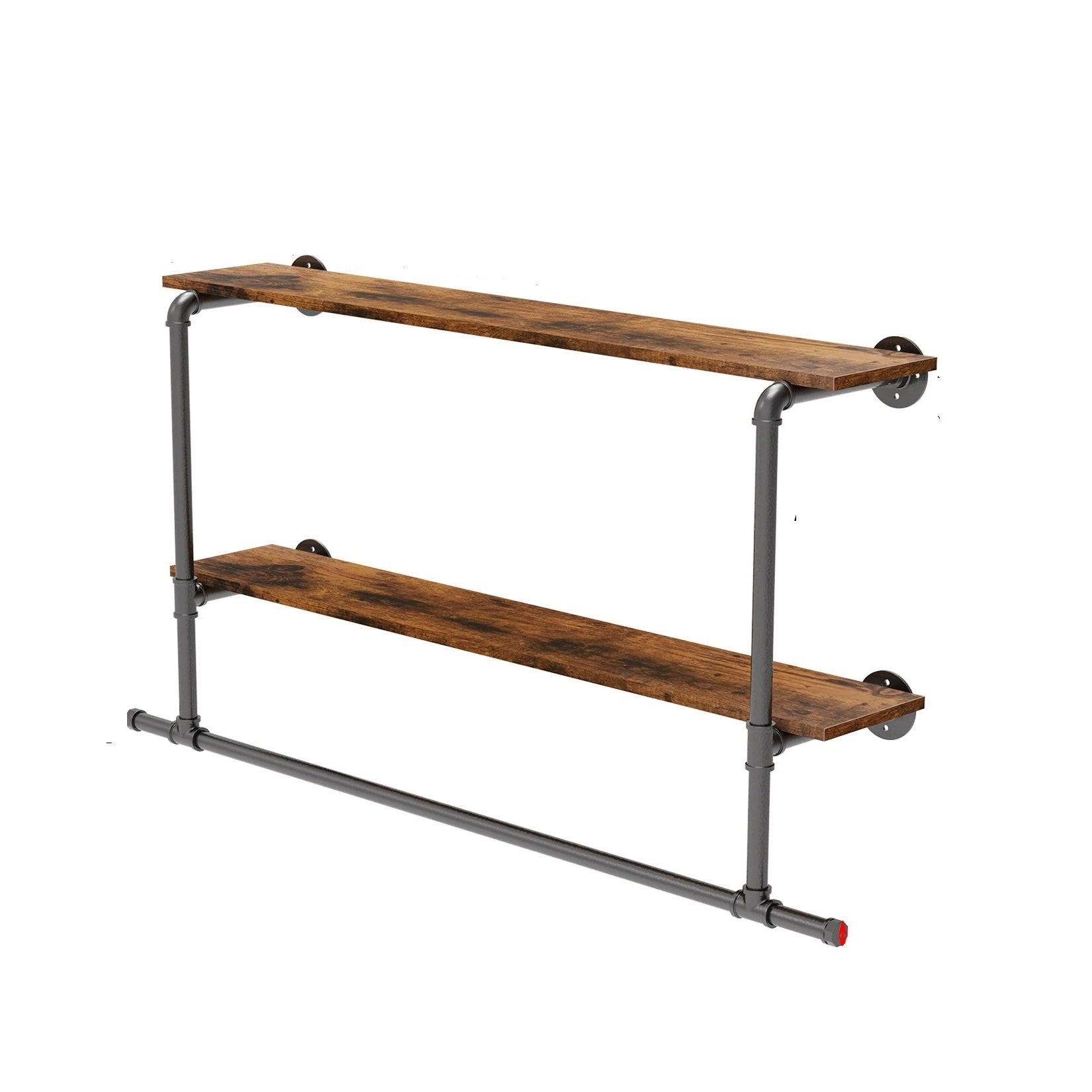 Industrial Wall Clothing Rack - Pipe Frame with Wood Shelf