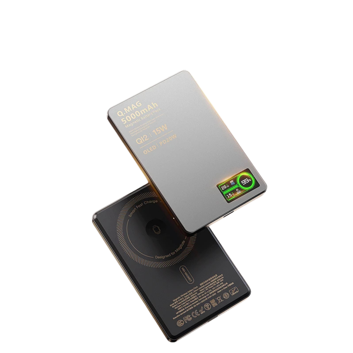 3-In-1 Magnetic Power Bank - 15W Wireless Fast Charger with LCD
