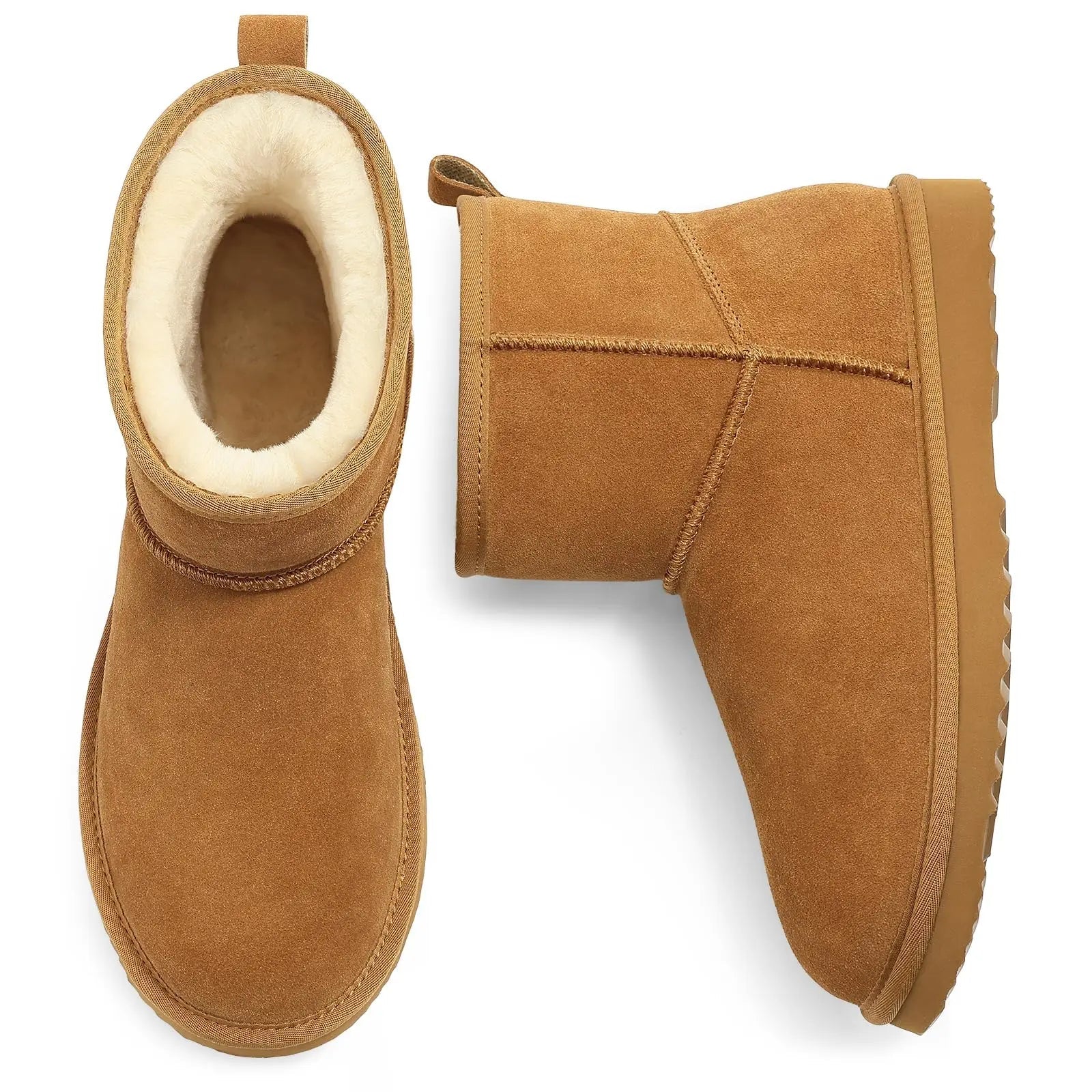 Women's Winter Mini Boots - Fur Lined Suede Non-Slip Ankle Snow