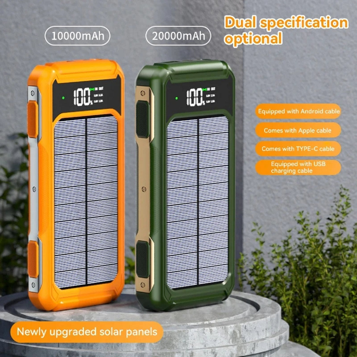 4-in-1 Solar Power Bank - Fast Charging Mobile Battery with LED Light