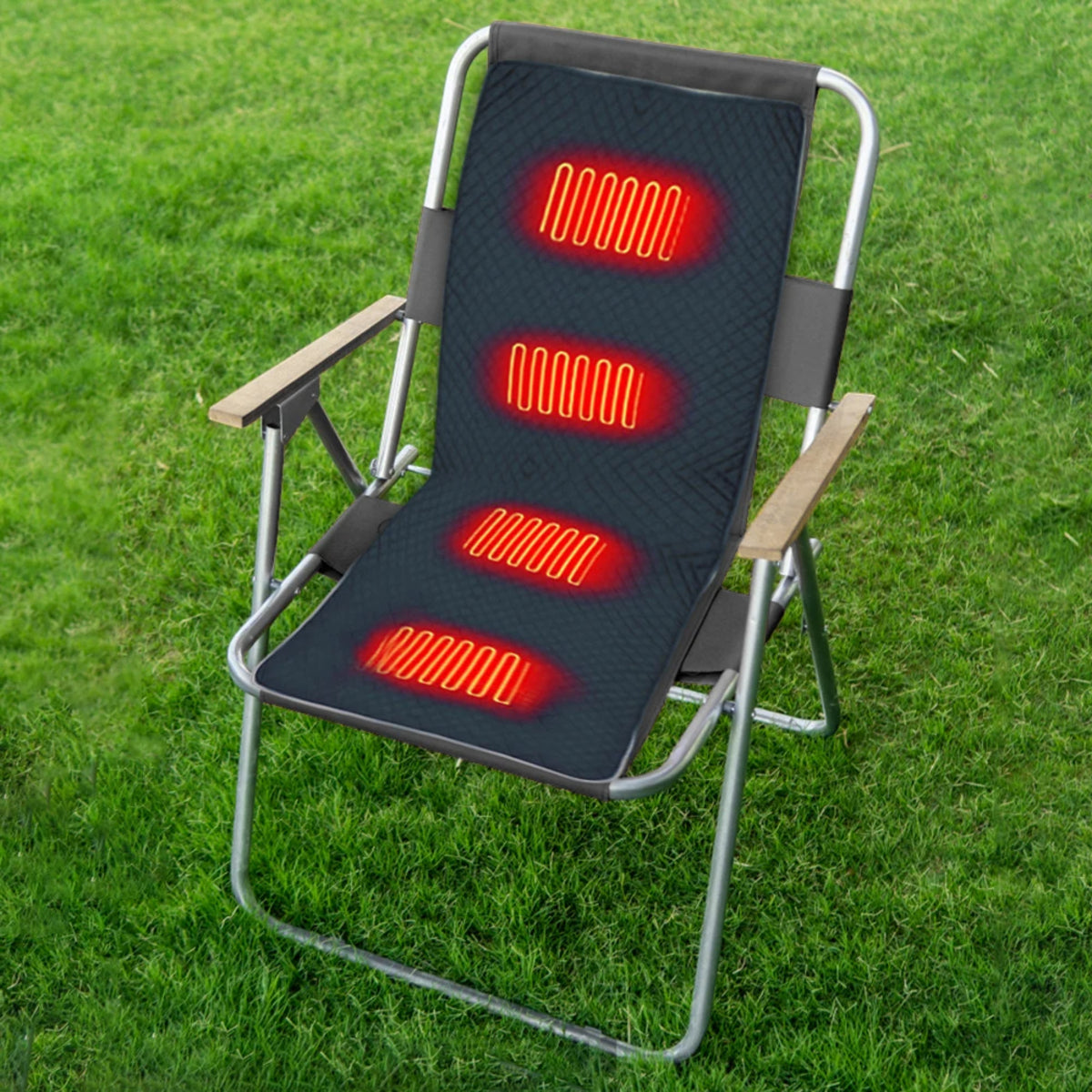 USB 4-Zone Heated Camping Chair Mat - Portable Warm Cushion