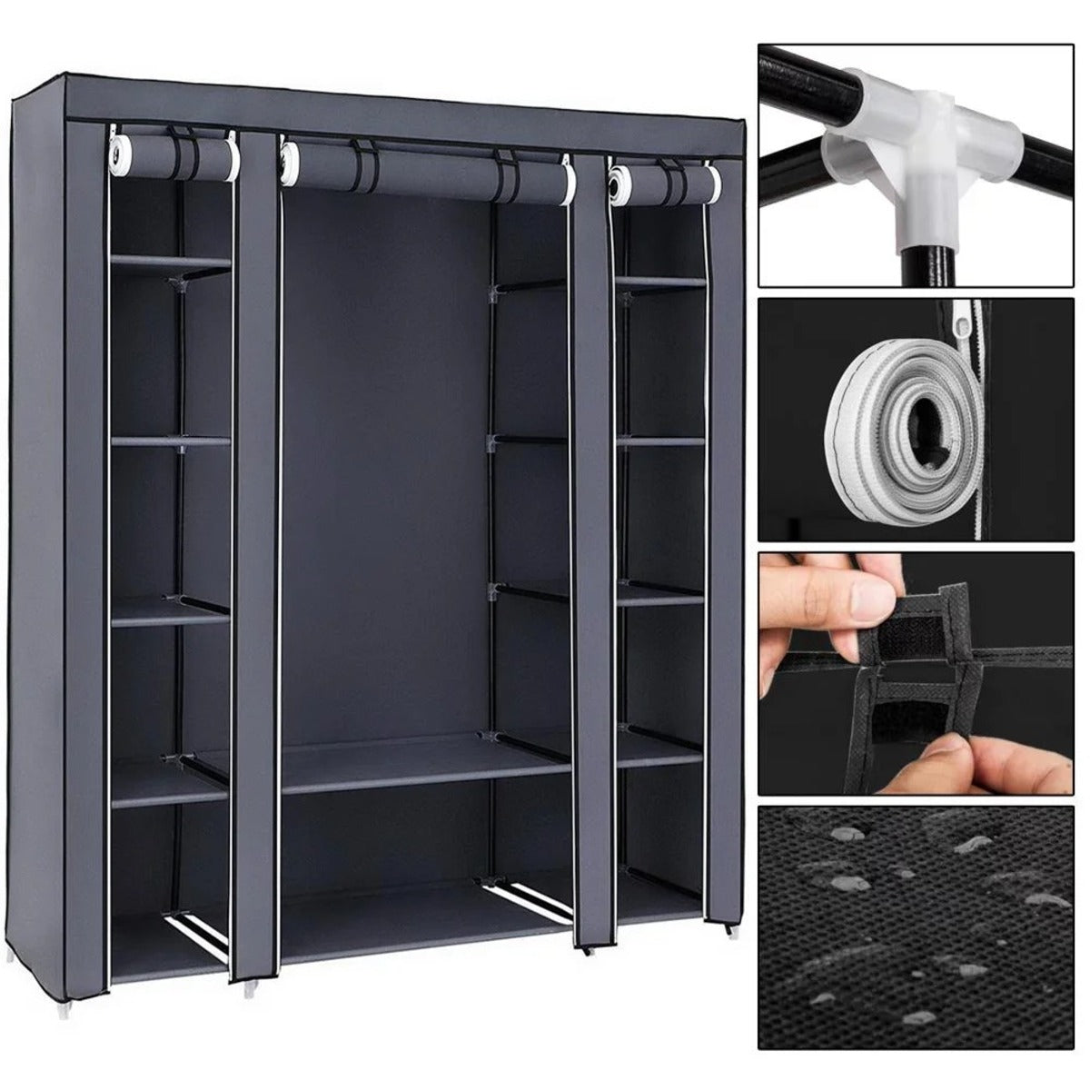 Portable Wardrobe - Non-Woven Fabric Storage Closet with Shelves
