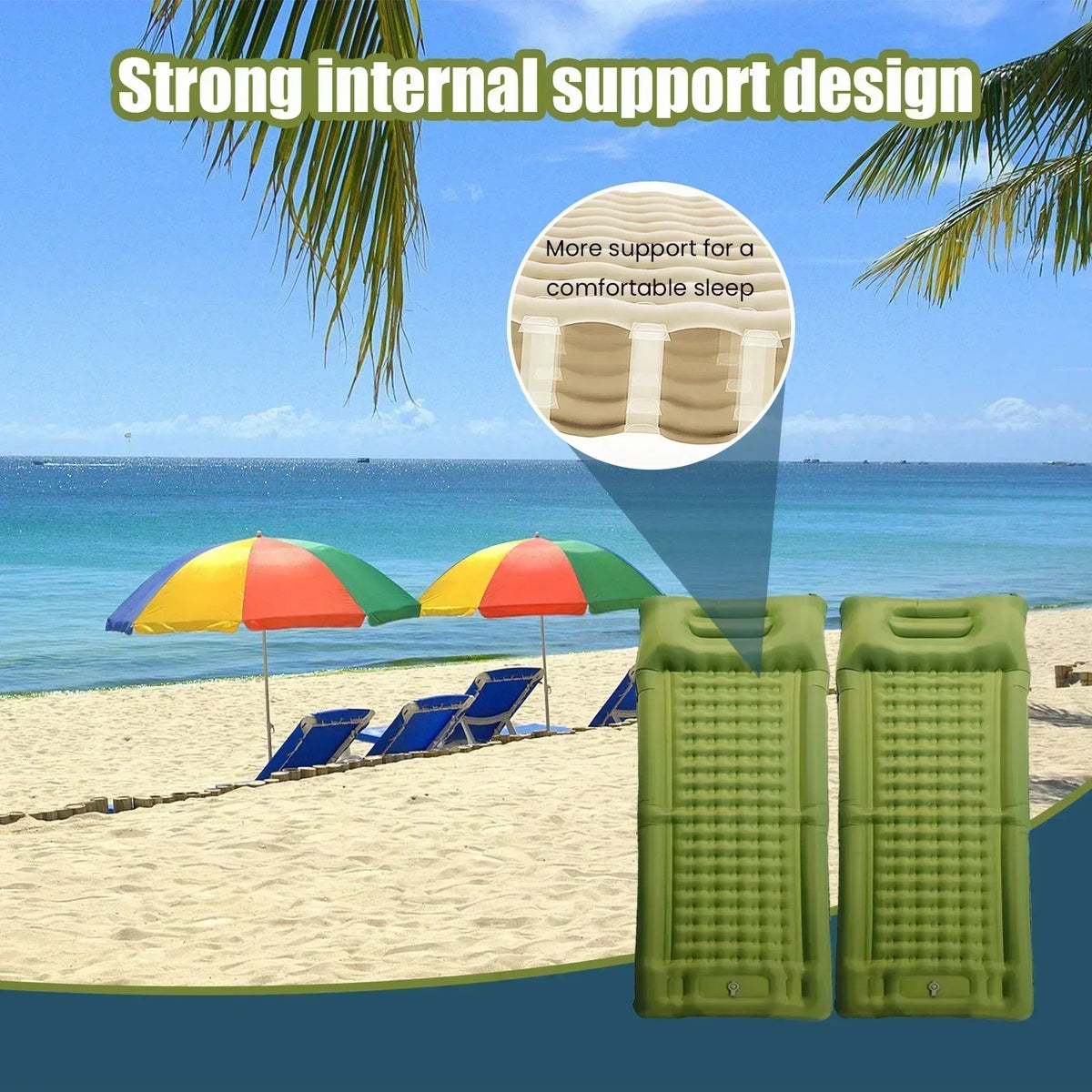 Self-Inflating Camping Mattress - Ultralight Air Mat with Built-In Pump