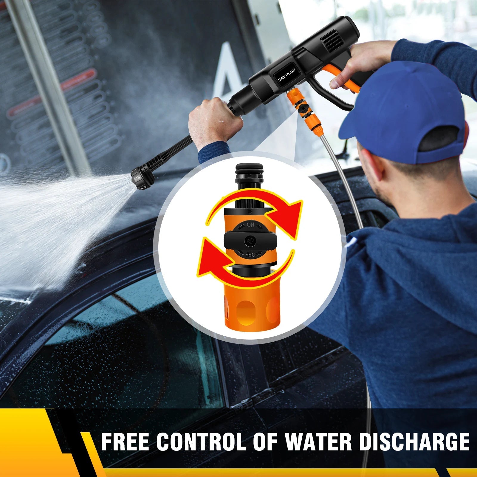 Cordless Pressure Washer - 4.0AH Battery and 6-In-1 Nozzle