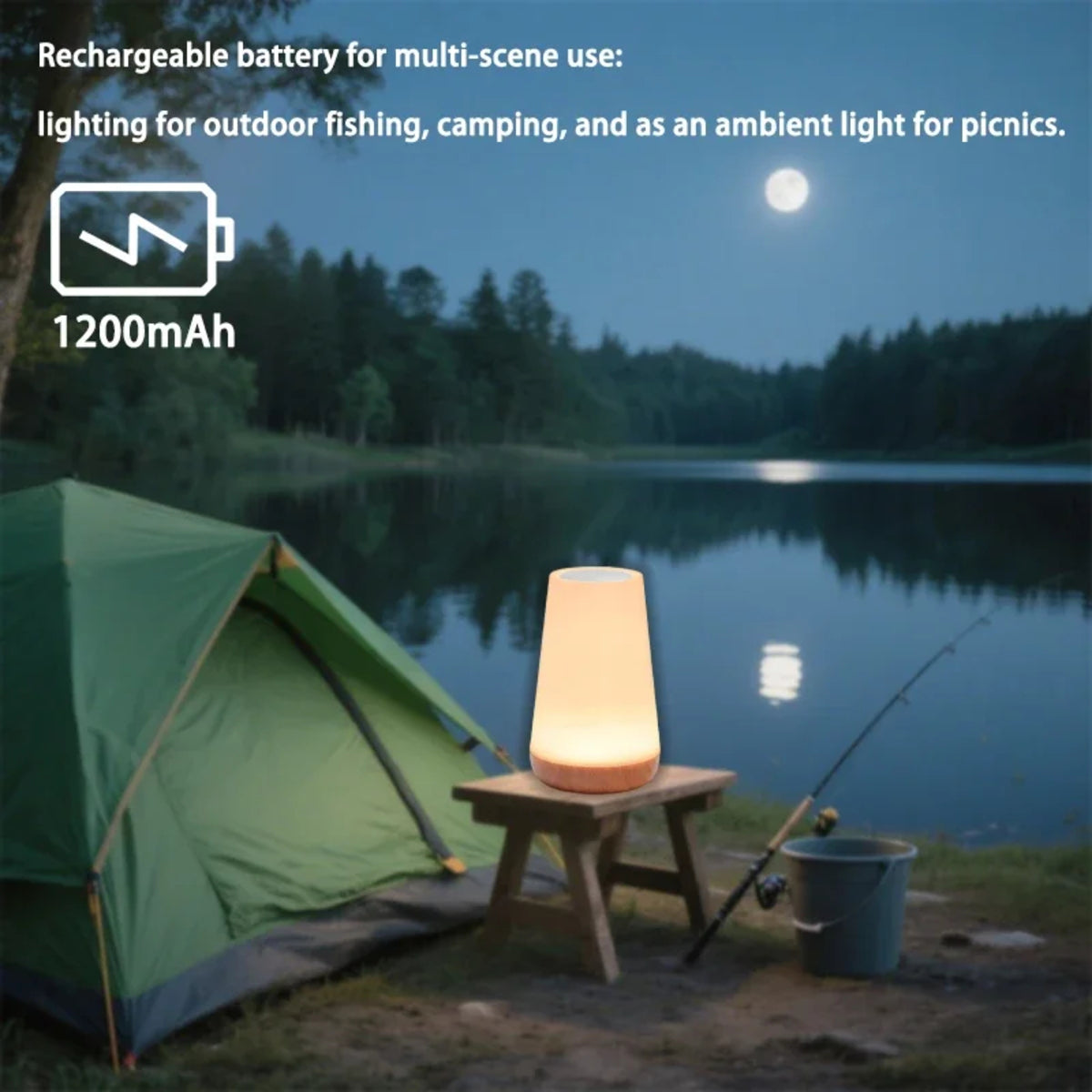 Bedside Table Lamp - USB Rechargeable Night Light with Remote and Dimming