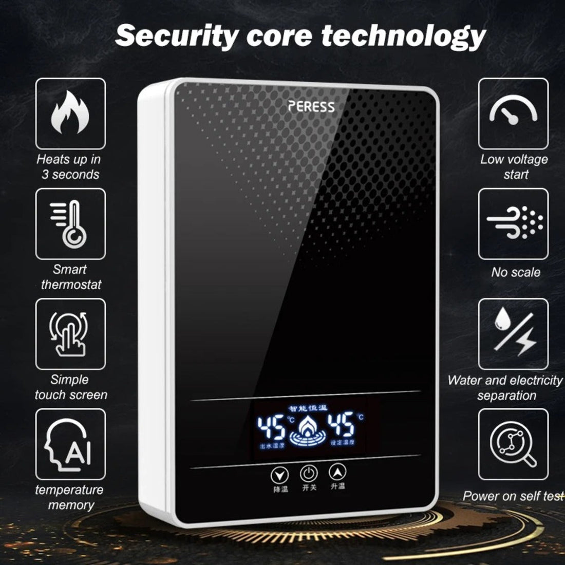 Instant Electric Tankless Water Heater - Bathroom & Shower with Automatic Temperature Control