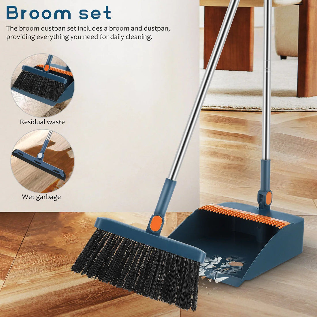 Folding Broom Dustpan Set - Handheld Sweeping for Indoor Cleaning