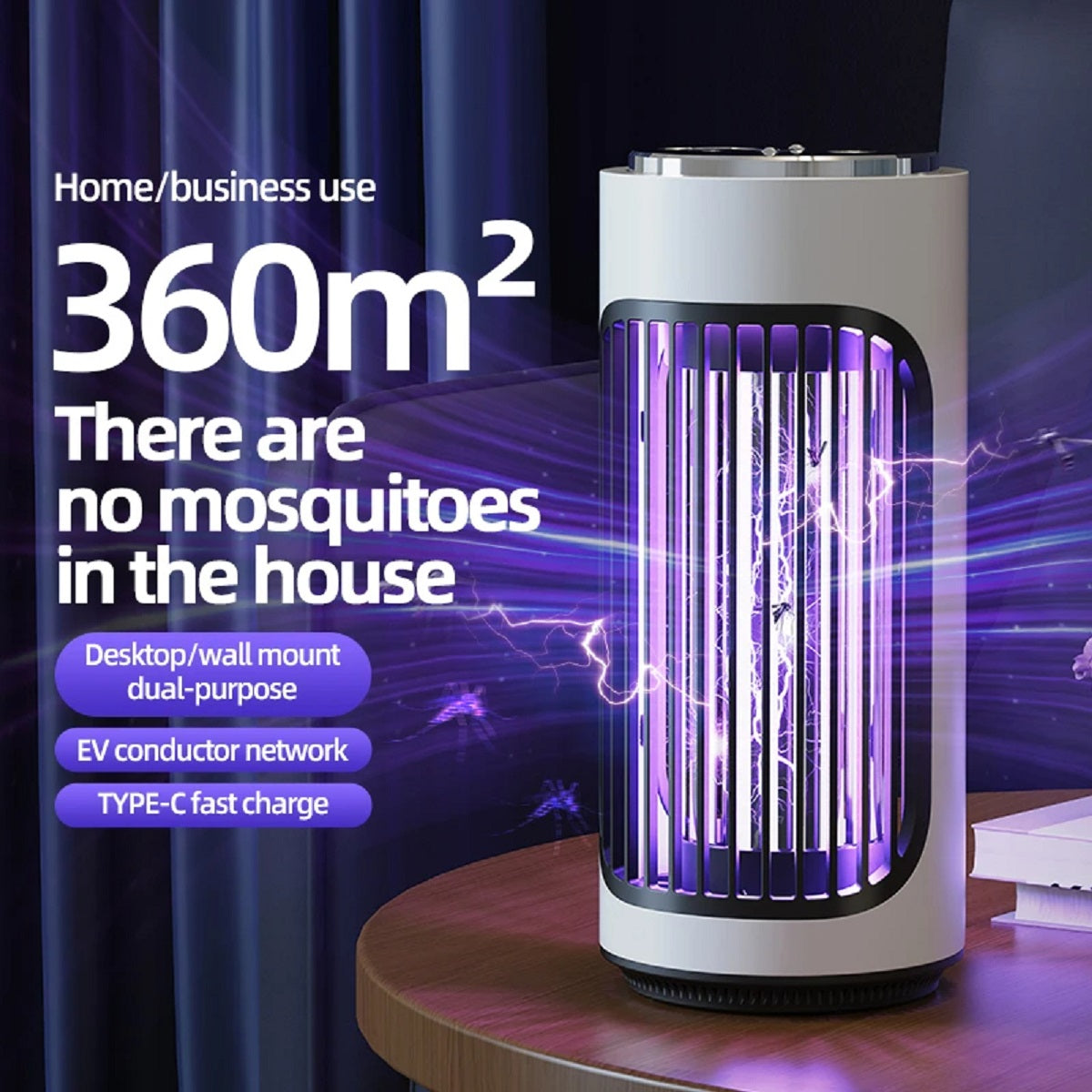 Electric Mosquito Killer Lamp - Silent UV Trap for Indoor and Outdoor