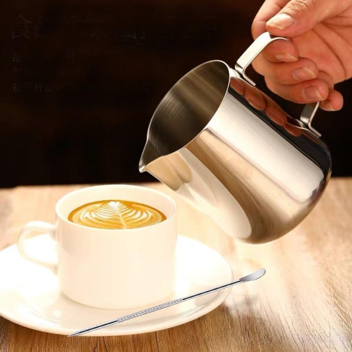 Milk Frother Cup Stainless Steel Jug Steaming Pitcher