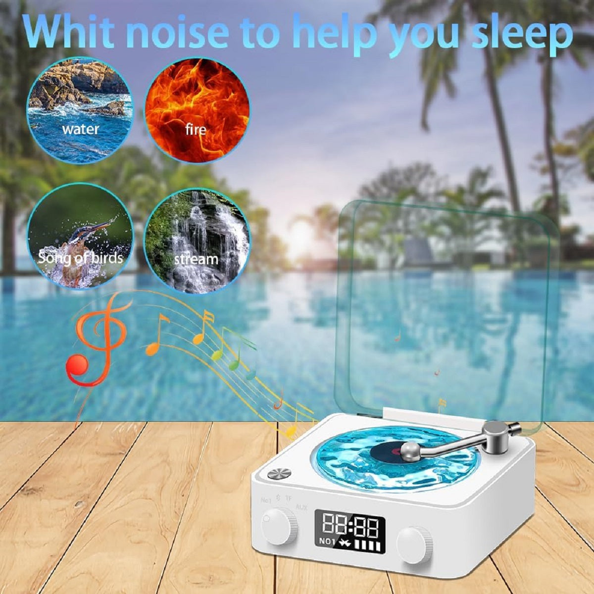 Vintage Bluetooth Speaker - White Noise Sleep Aid and RGB Light