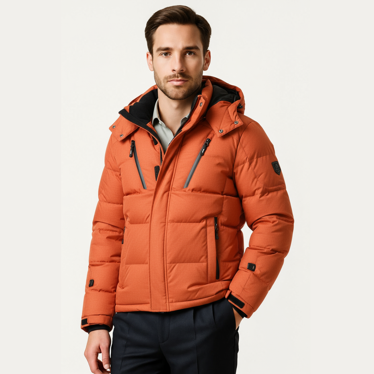 Men's Down Jacket - Hooded White Duck Warm Winter Coat