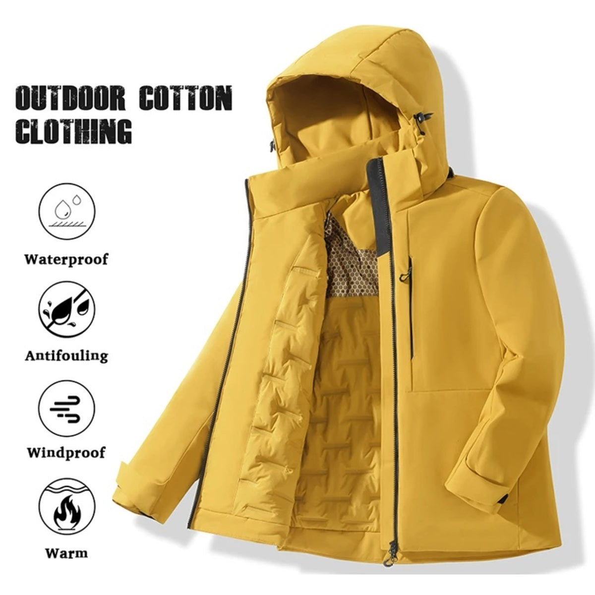 Unisex Waterproof Fleece Jacket - Winter Windproof Thermal Raincoat