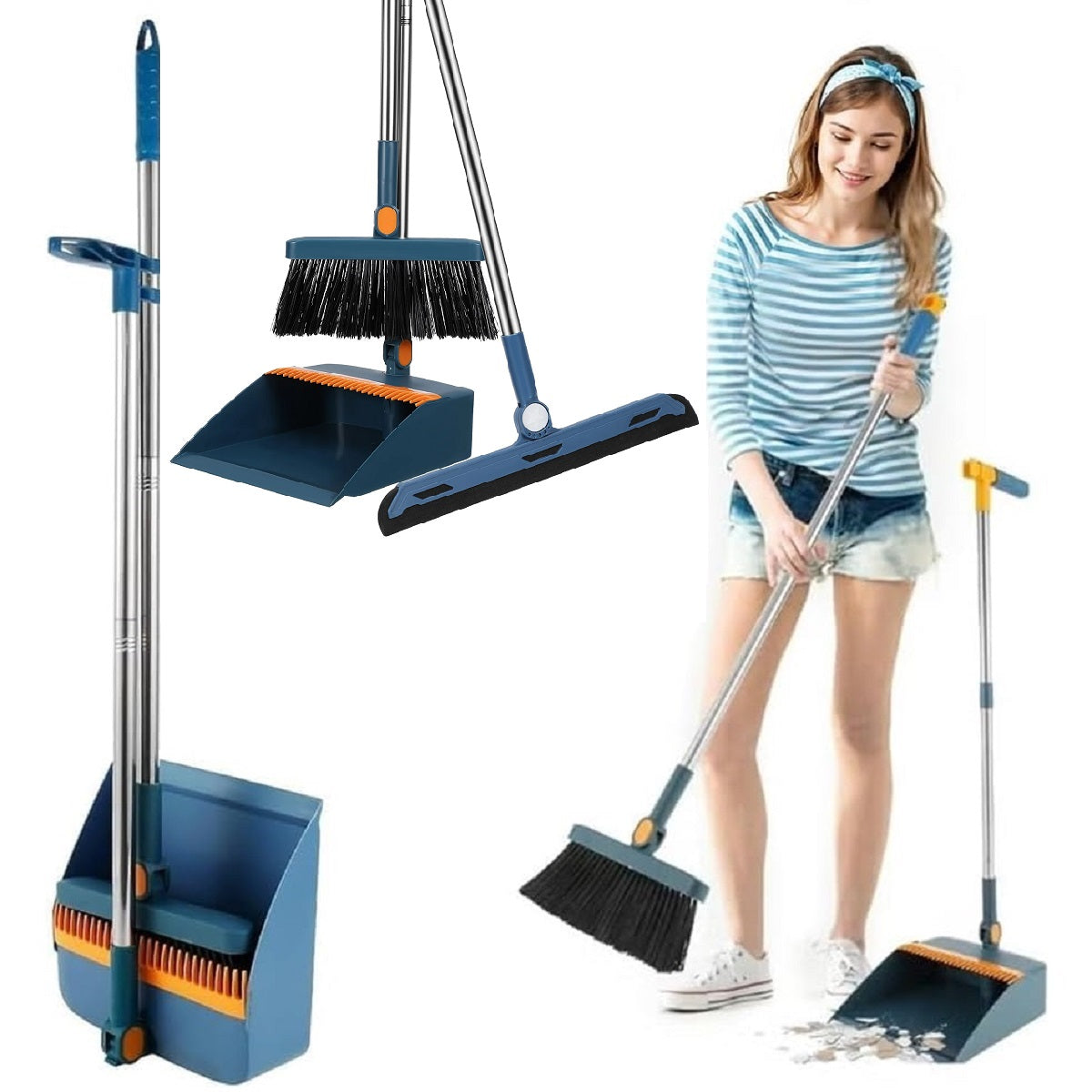 Folding Broom Dustpan Set - Handheld Sweeping for Indoor Cleaning