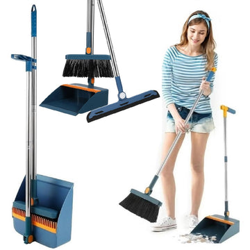 Folding Broom Dustpan Set - Handheld Sweeping for Indoor Cleaning