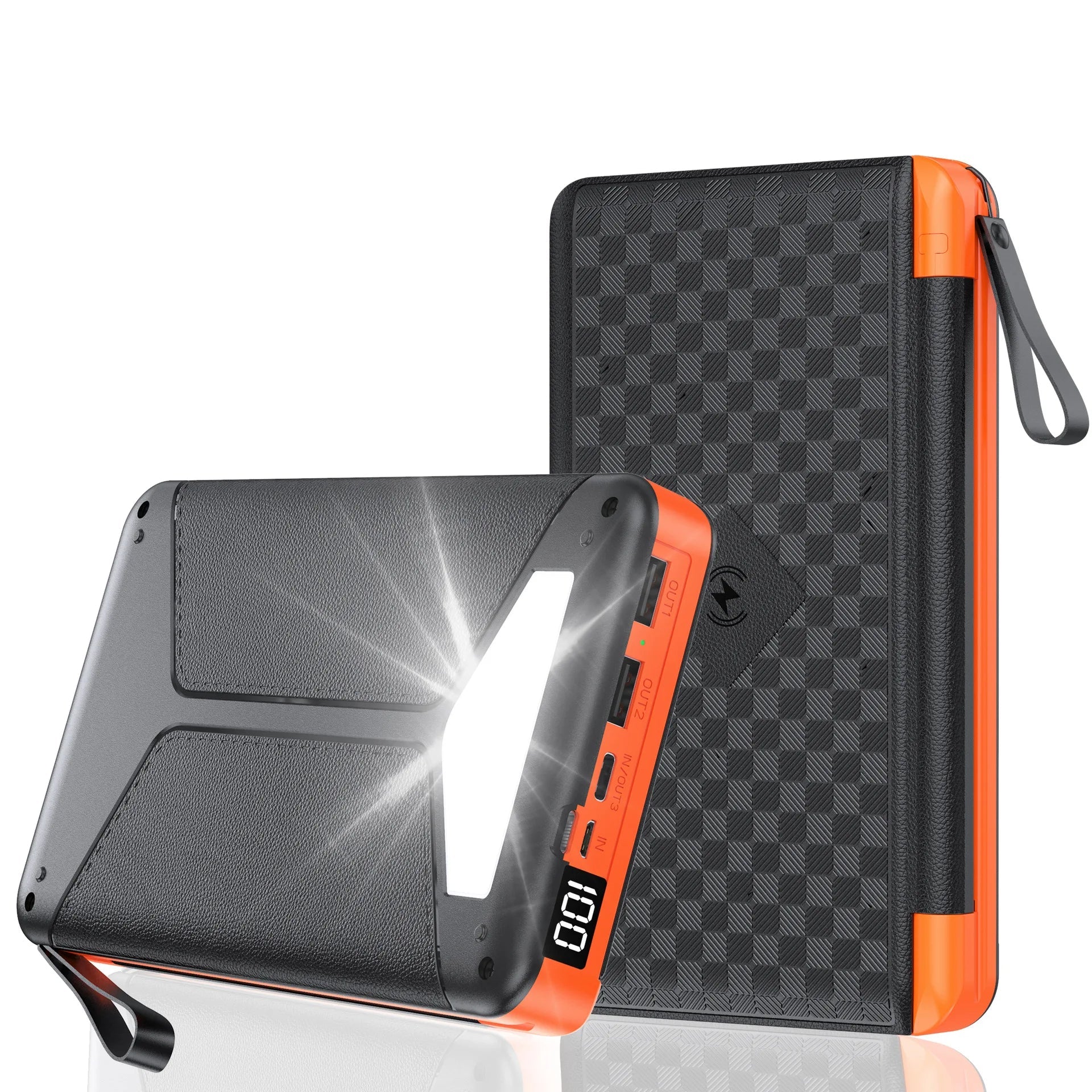 Folding Solar Power Bank - 3-Panel Qi Wireless Charger for On-the-Go Charging