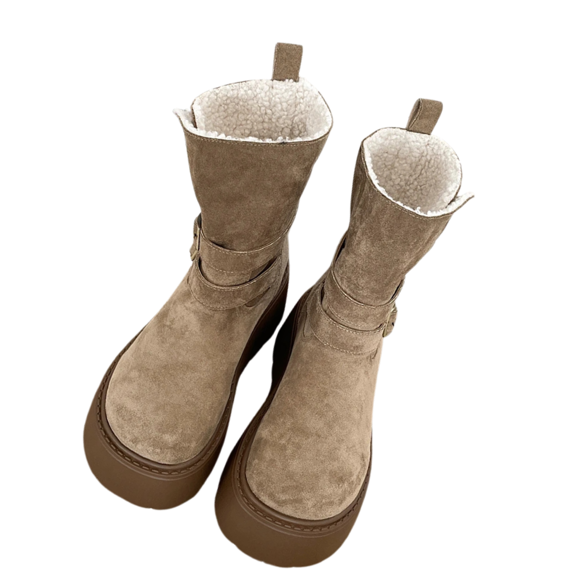 Women's Platform Snow Boots - Thick Bottom Fur Lined Outdoor Shoes
