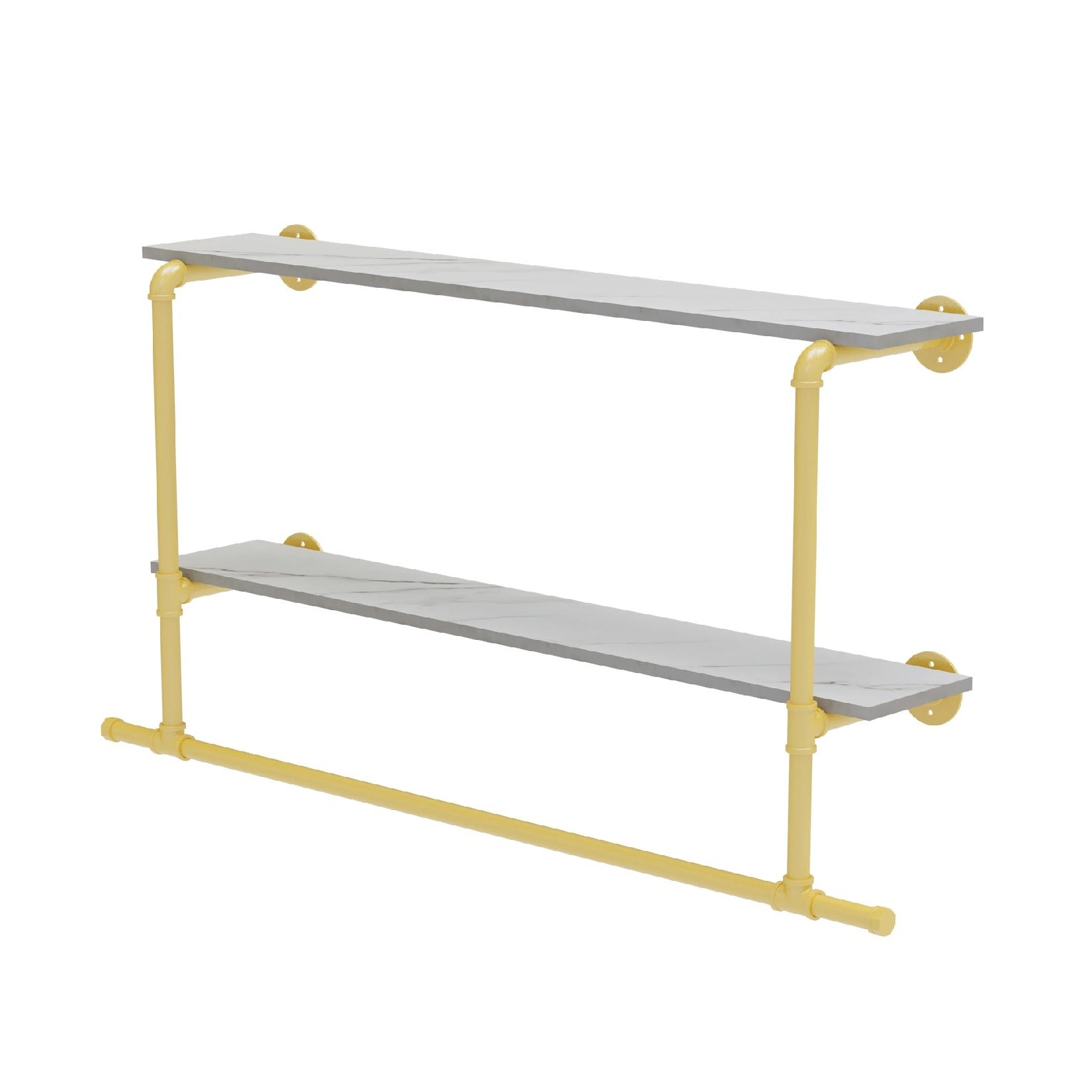 Industrial Wall Clothing Rack - Pipe Frame with Wood Shelf