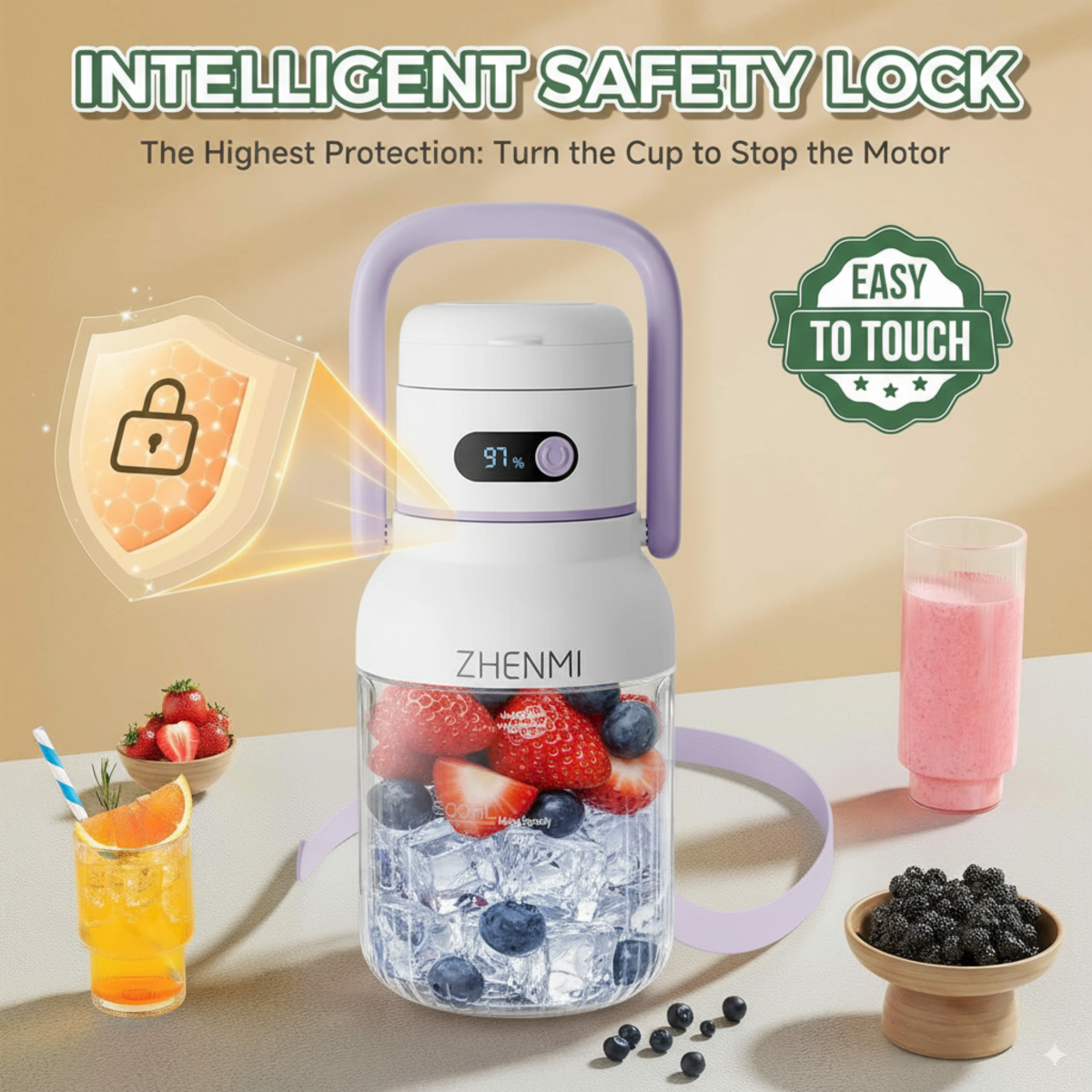 Portable Juicer Blender - 33 Oz Vessel Usb-c Rechargeable Easy-To-Clean Smoothie Maker