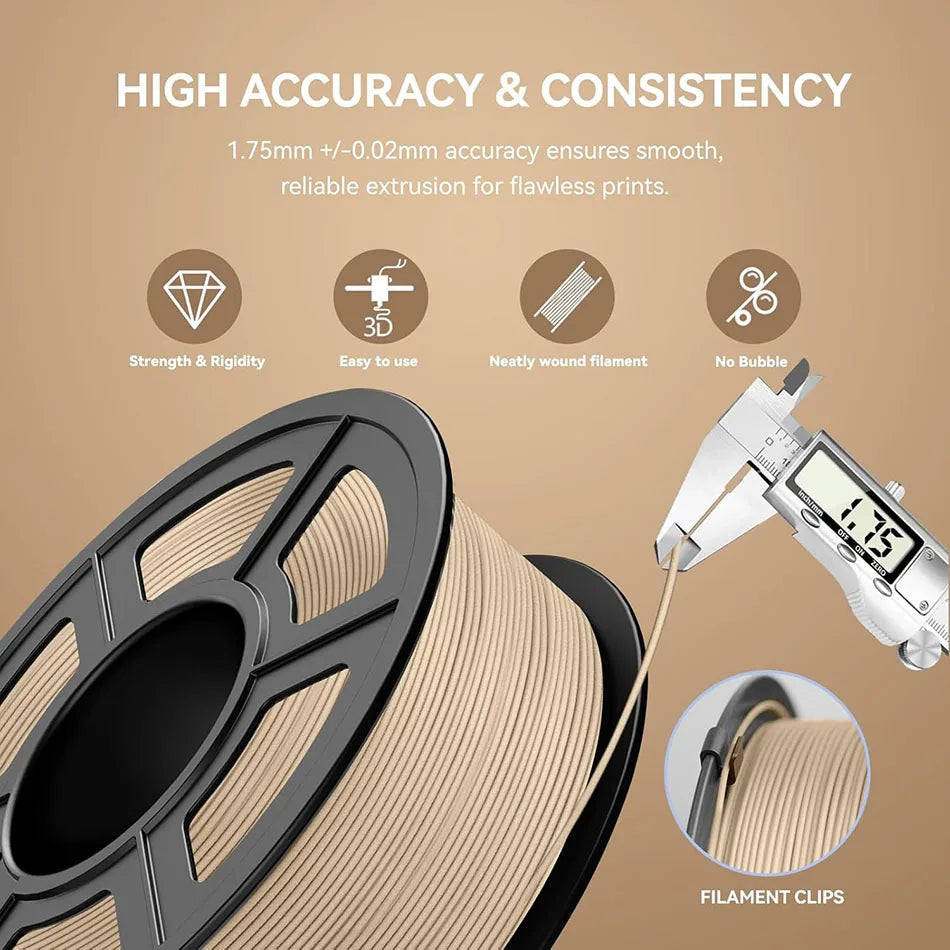 Pla Wood Filament - 0.07 in Fibres for Fdm 3D Printers