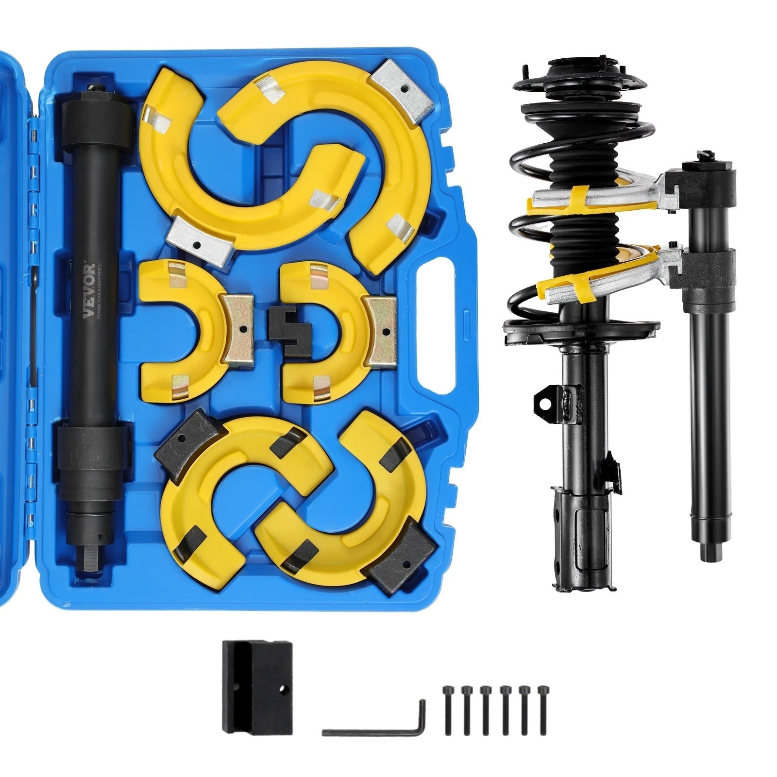 Strut Spring Compressor Kit - Macpherson Coil Extractor with Interchangeable Forks