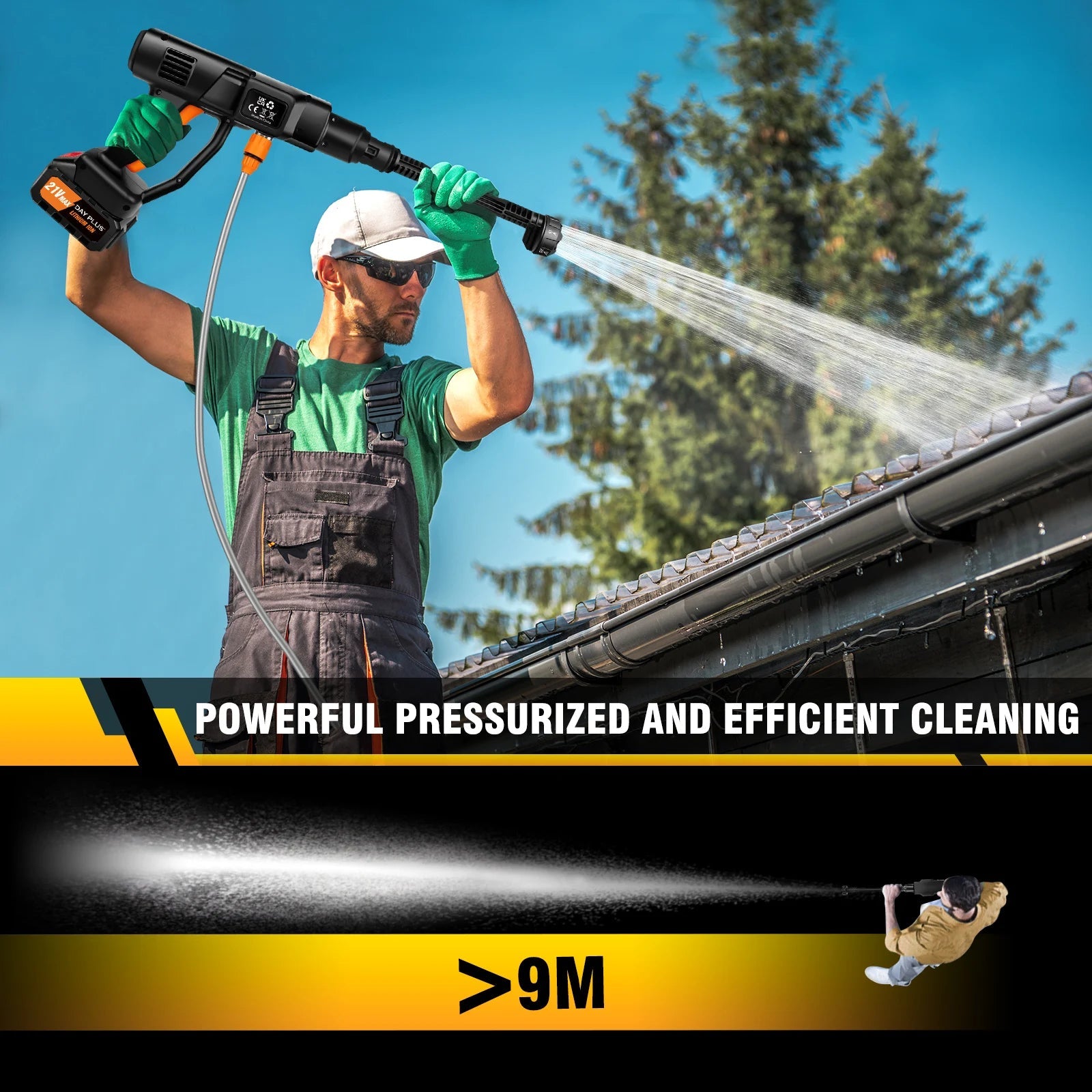 Cordless Pressure Washer - 4.0AH Battery and 6-In-1 Nozzle