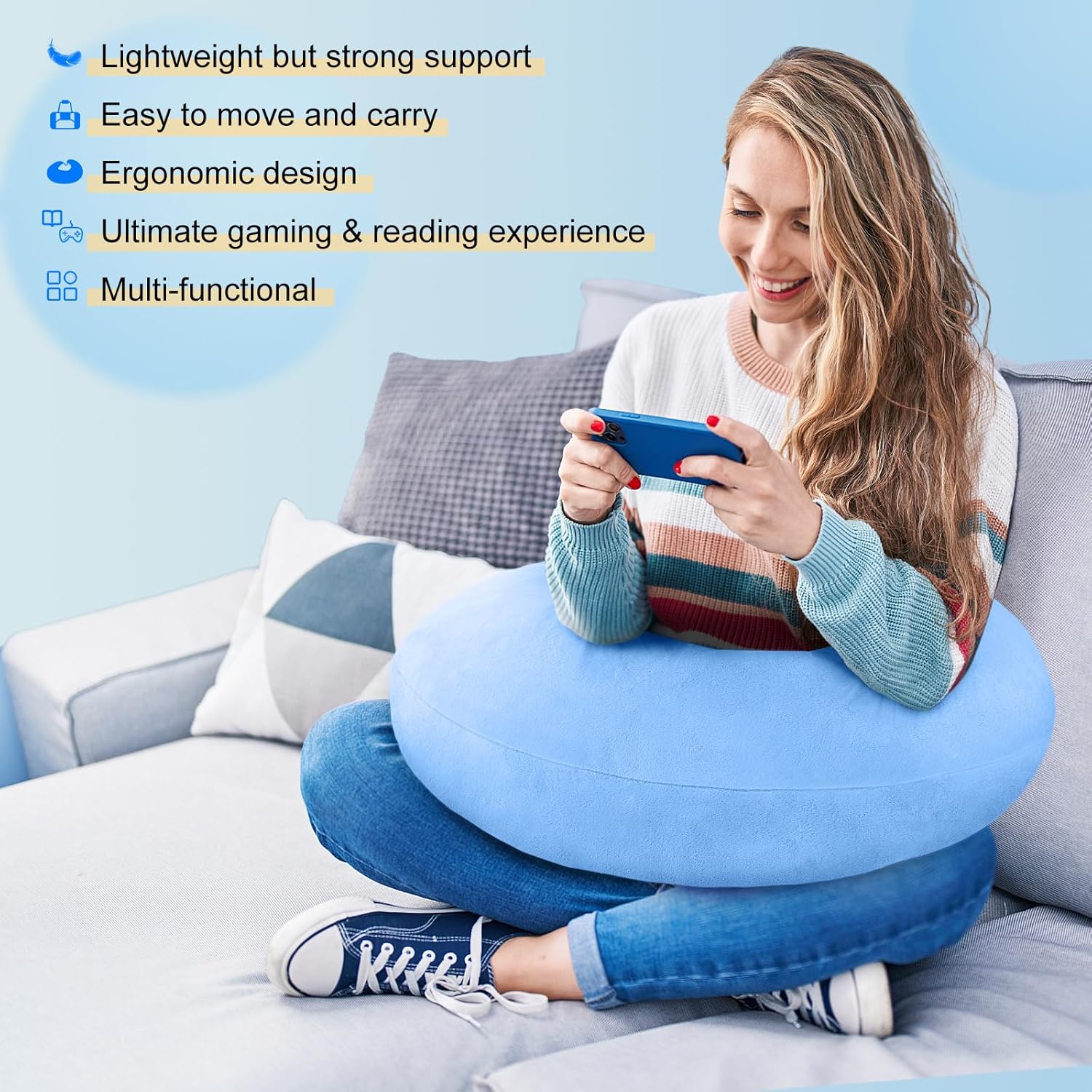 Ergonomic U-Shaped Lap Pillow - Elbow-Rest Arm Support for Gaming and Reading