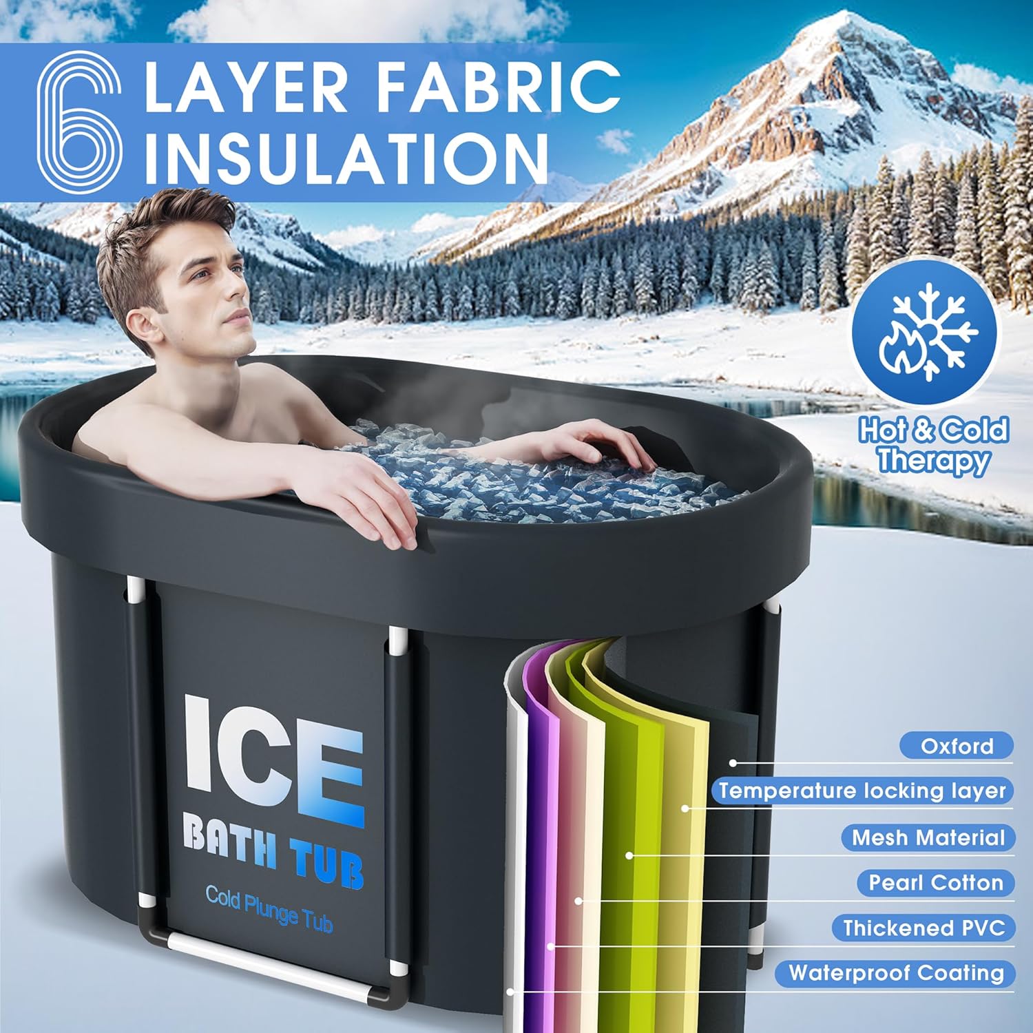 Oval Ice Bath Tub - 450L Portable Cold Plunge