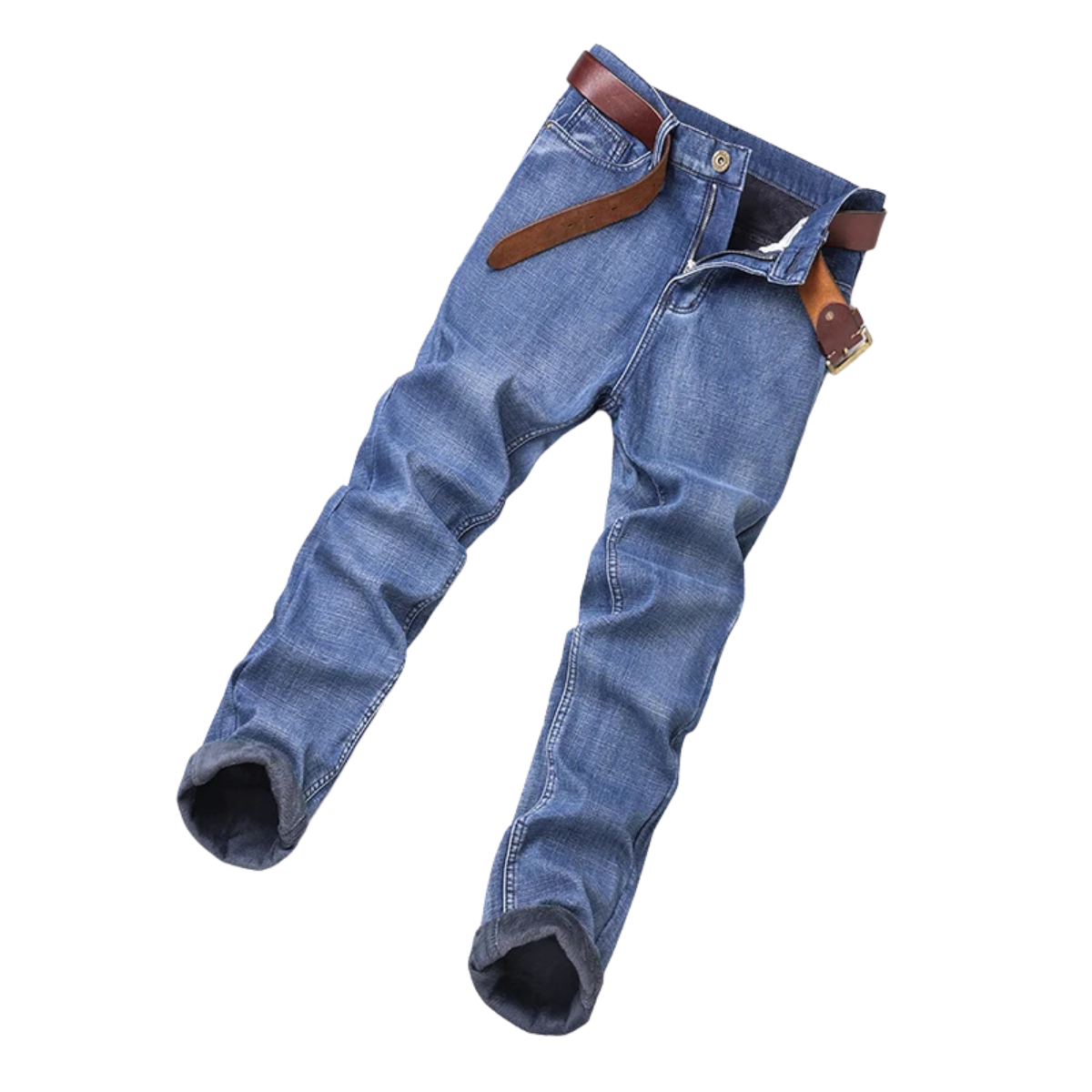 Men's Winter Fleece-Lined Jeans - Thermal Stretch Flannel Denim
