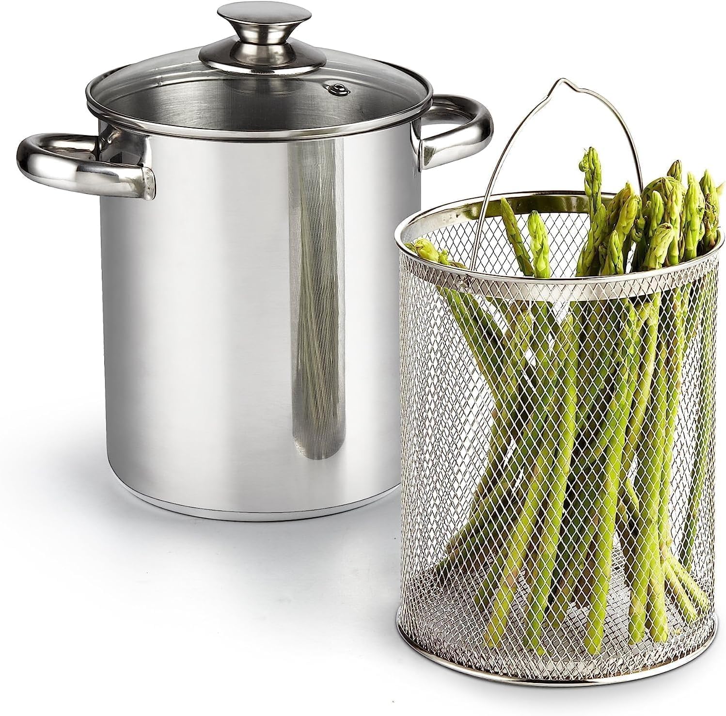 304 Stainless Steel Deep Fryer Pot - 3.2QT with Basket and Lid