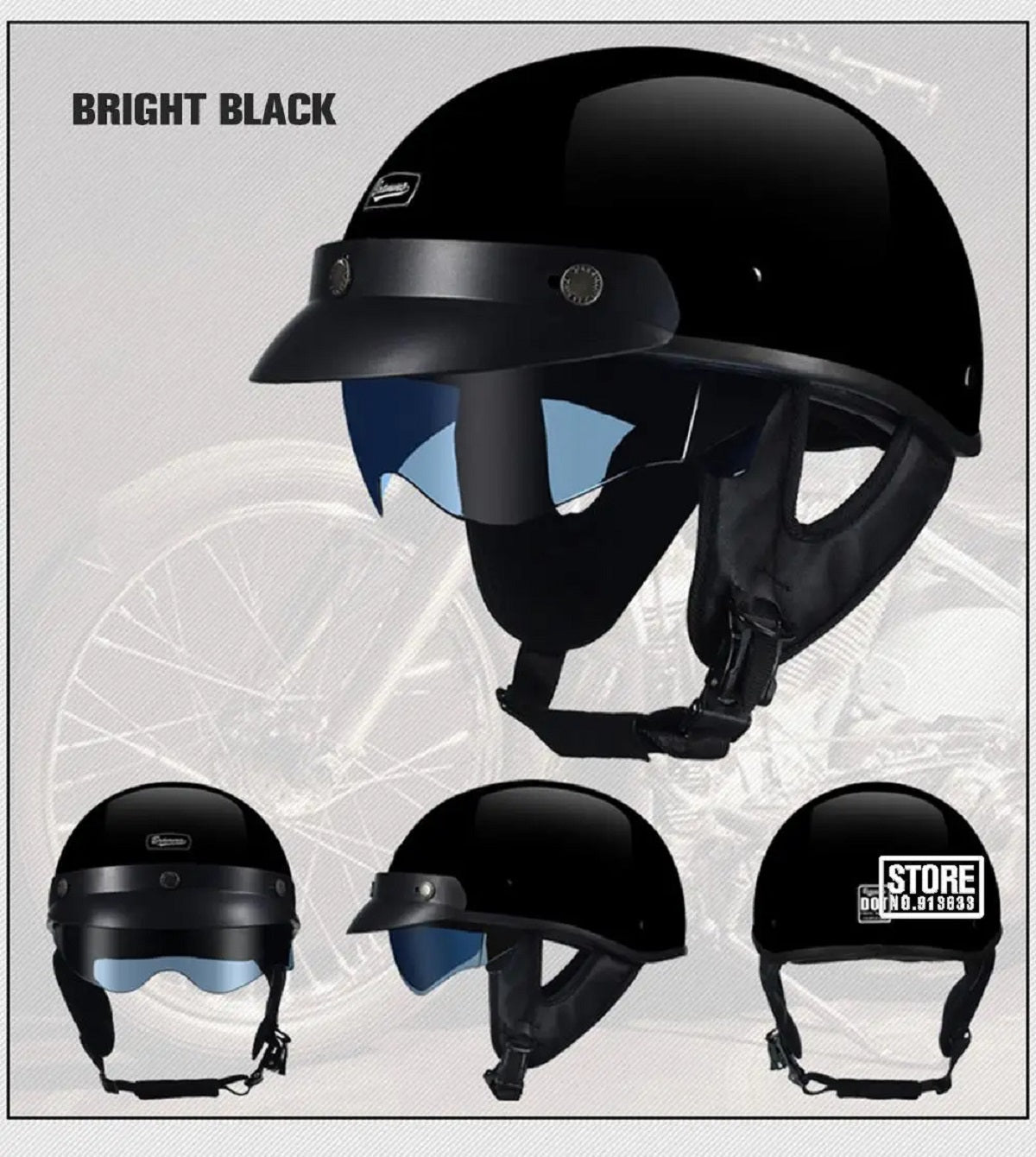 Retro Half Motorcycle Helmet - Unisex Scooter Helmet with HD Lens for All Seasons