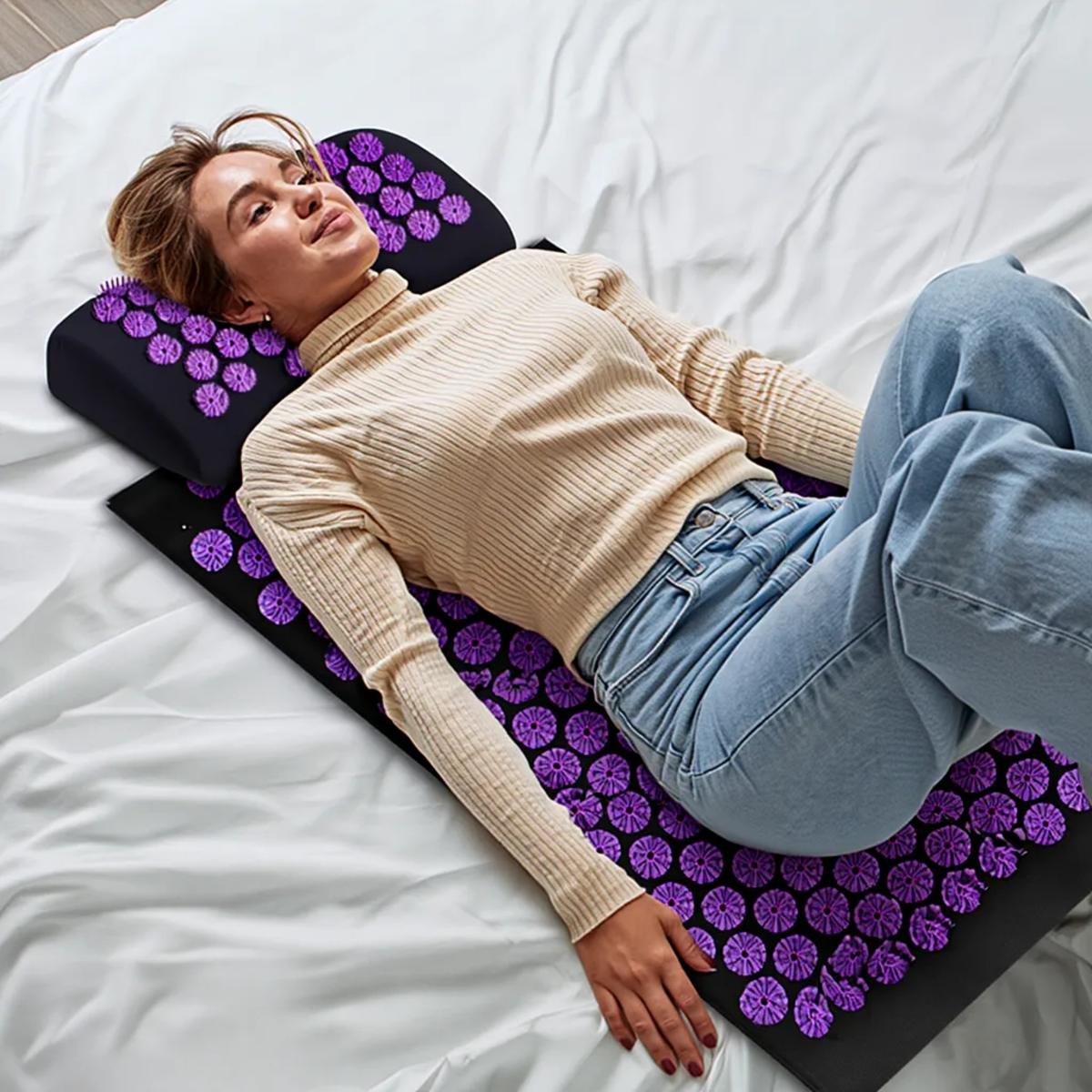 Shiatsu Acupressure Mat - Spike Massage Pad Pillow for Yoga and Fitness