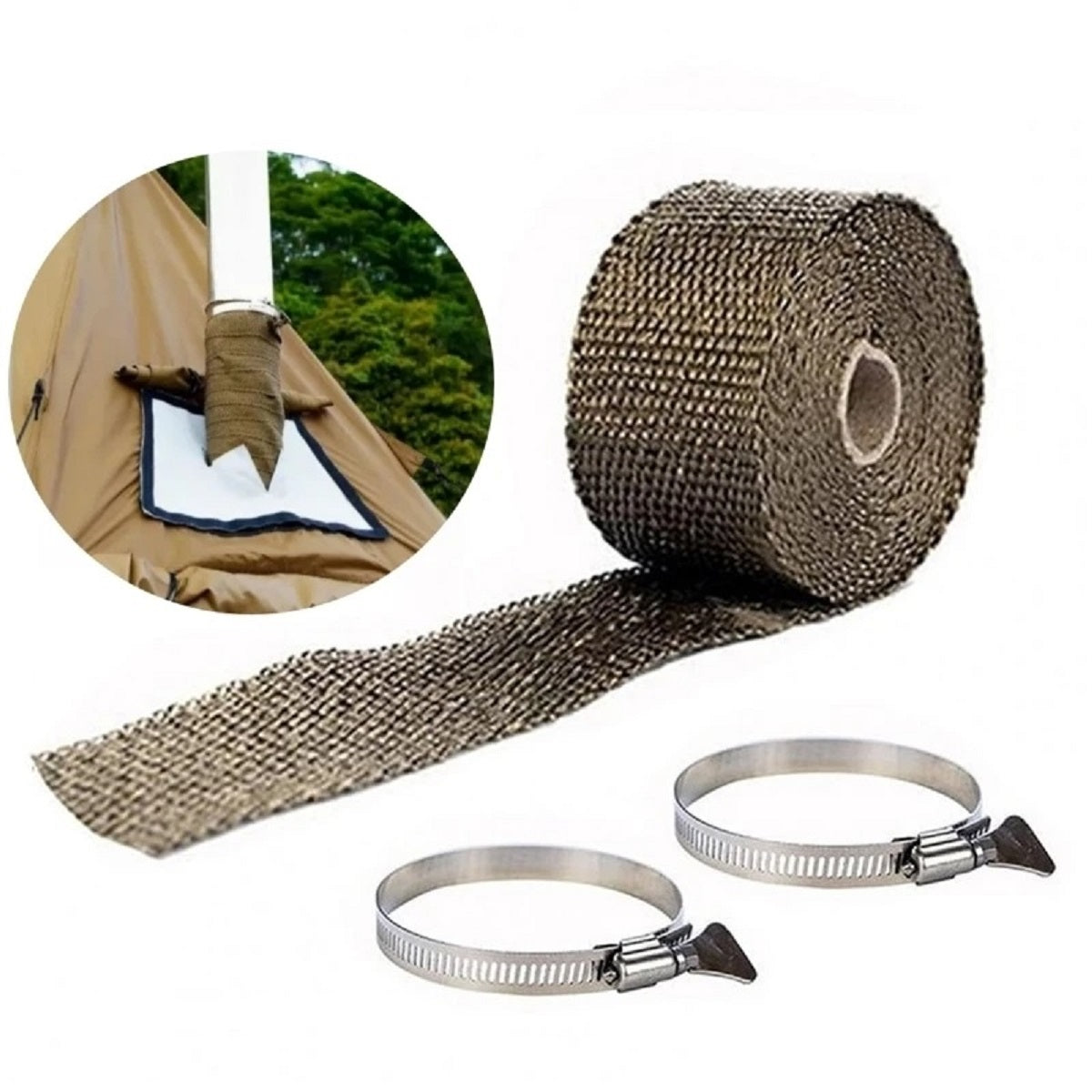 Fireproof Stovepipe Wrap - Heat-Resistant with Clamps for Tent Stoves