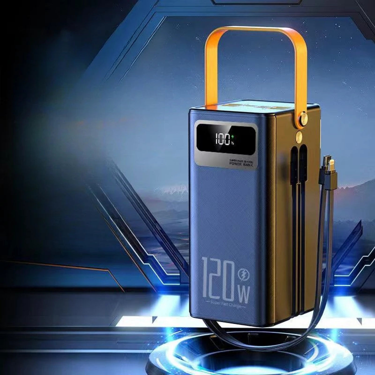 120W Power Bank - Built-In Cable Fast Charging Portable Charger